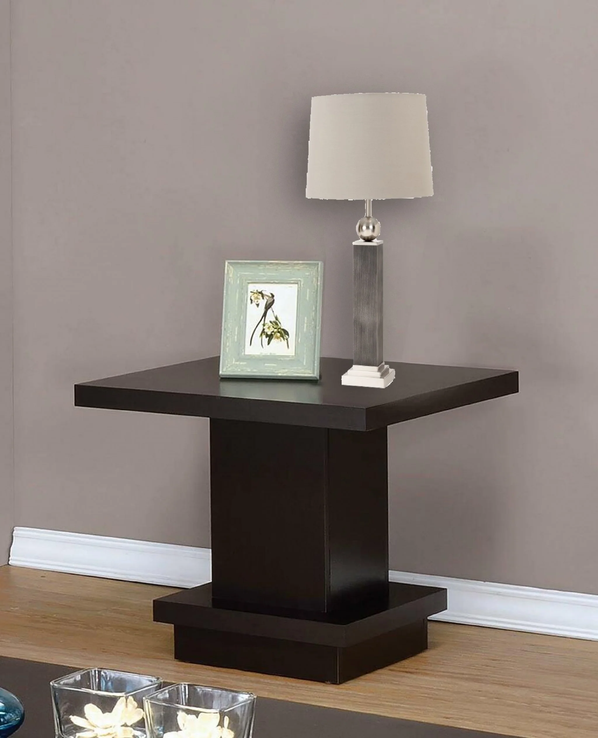 Set of Two Modern Distressed Gray and Silver Table Lamps By Homeroots - Image 4