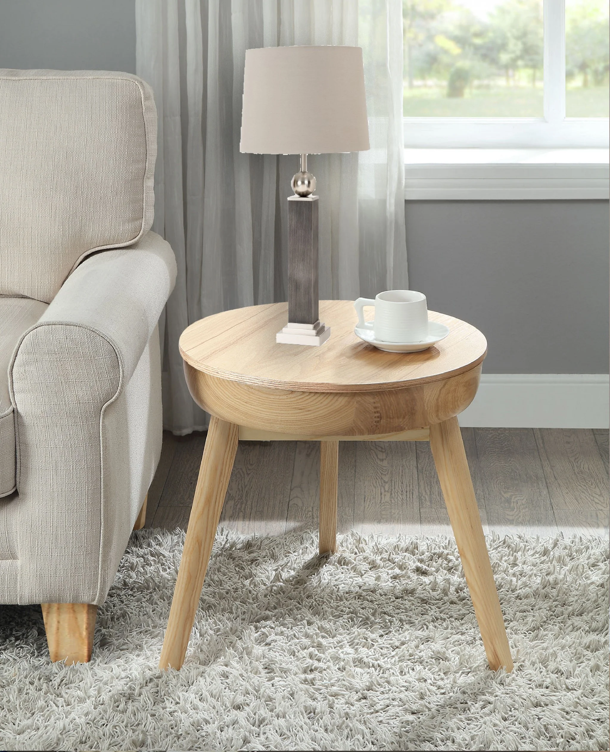 Set of Two Modern Distressed Gray and Silver Table Lamps By Homeroots - Image 5