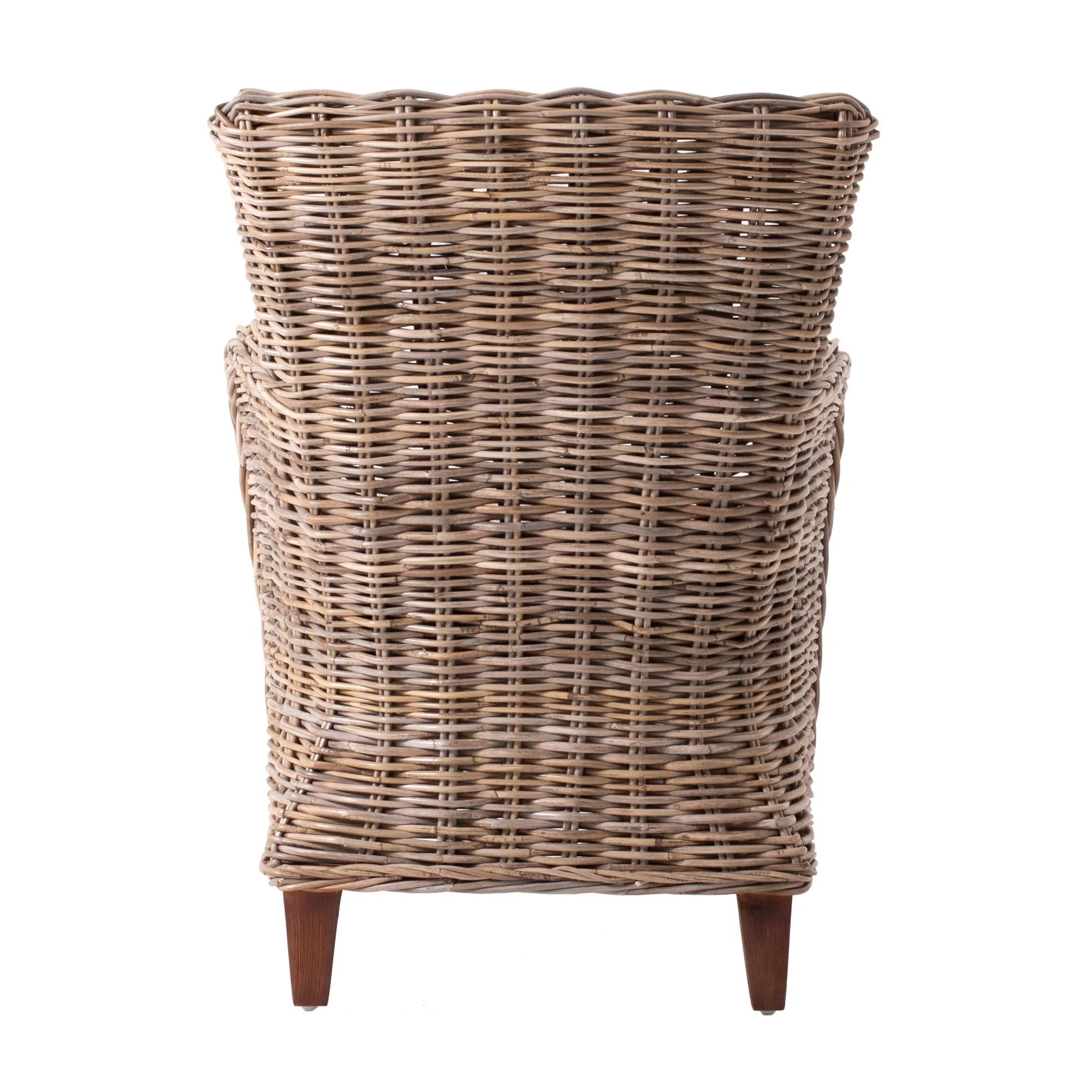 Set Of Two Natural Brown Rattan Wingback Wicker Chairs with Seat Cushions By Homeroots - Image 6