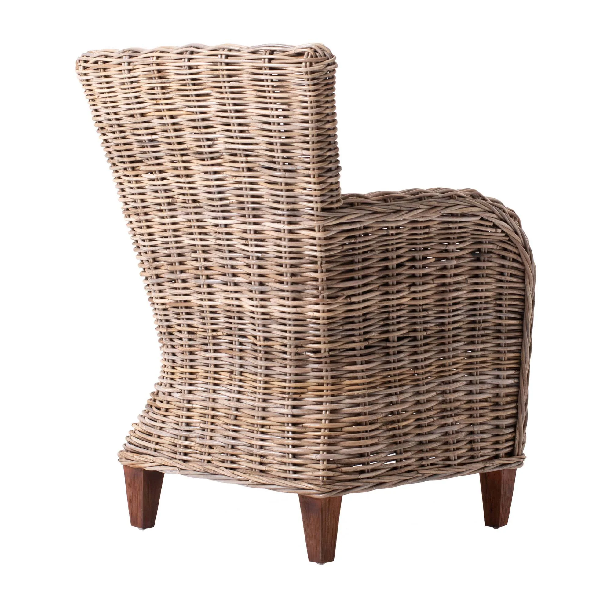 Set Of Two Natural Brown Rattan Wingback Wicker Chairs with Seat Cushions By Homeroots - Image 7