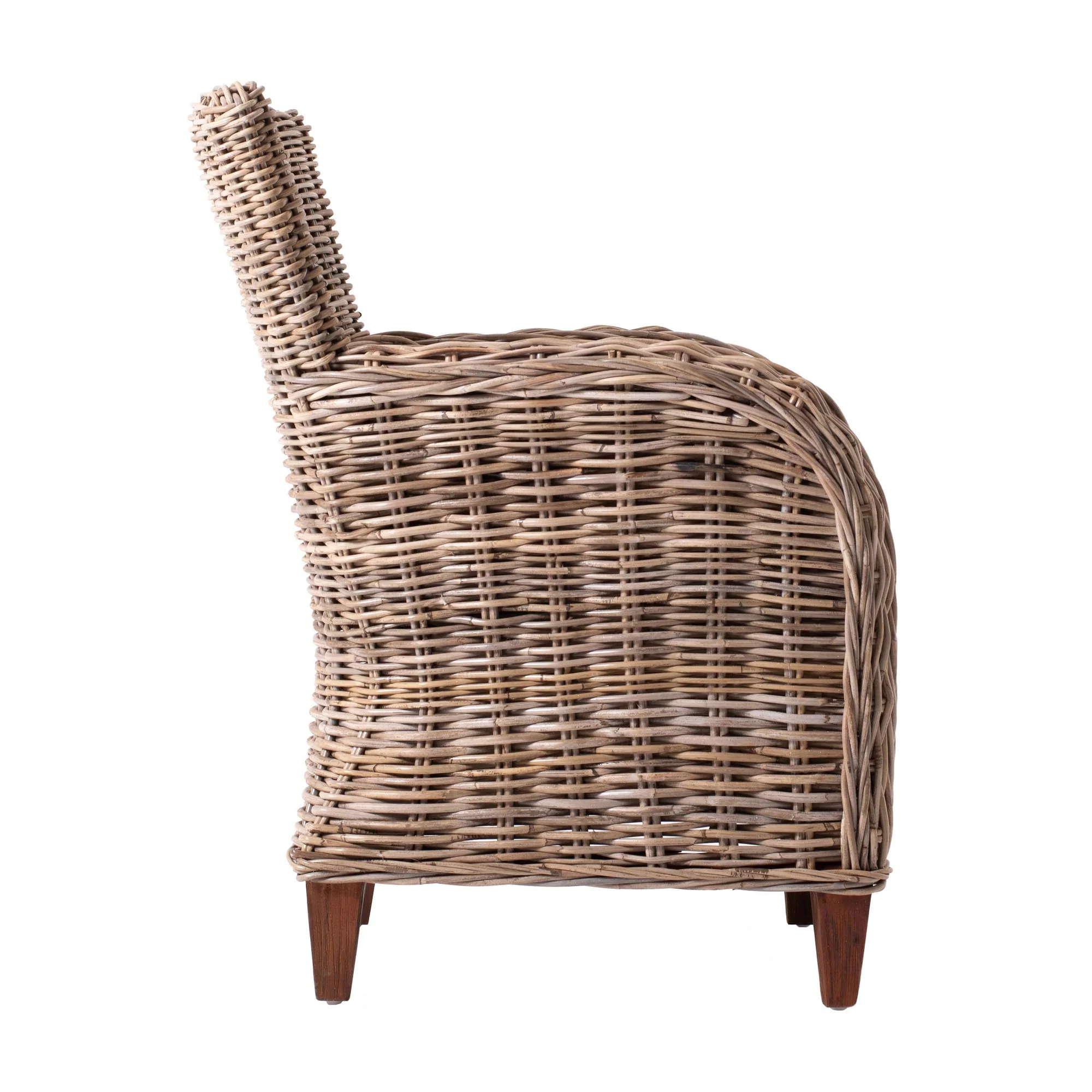 Set Of Two Natural Brown Rattan Wingback Wicker Chairs with Seat Cushions By Homeroots - Image 8
