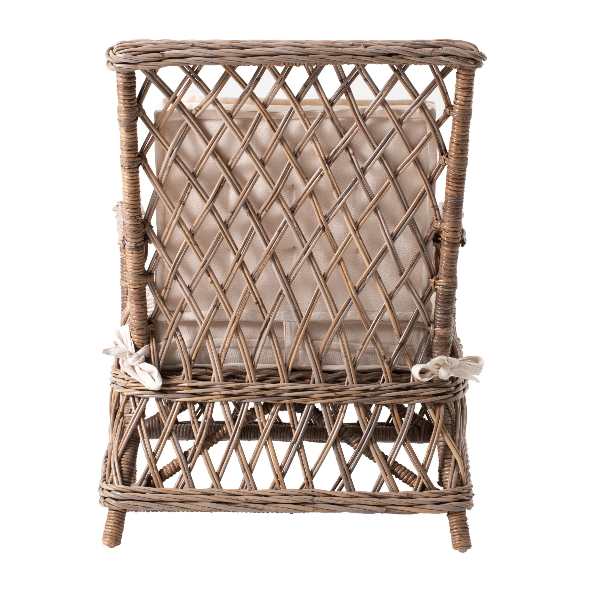 Set of Two Natural Lattice Wicker Arm Chairs with Seat Cushions By Homeroots - Image 8