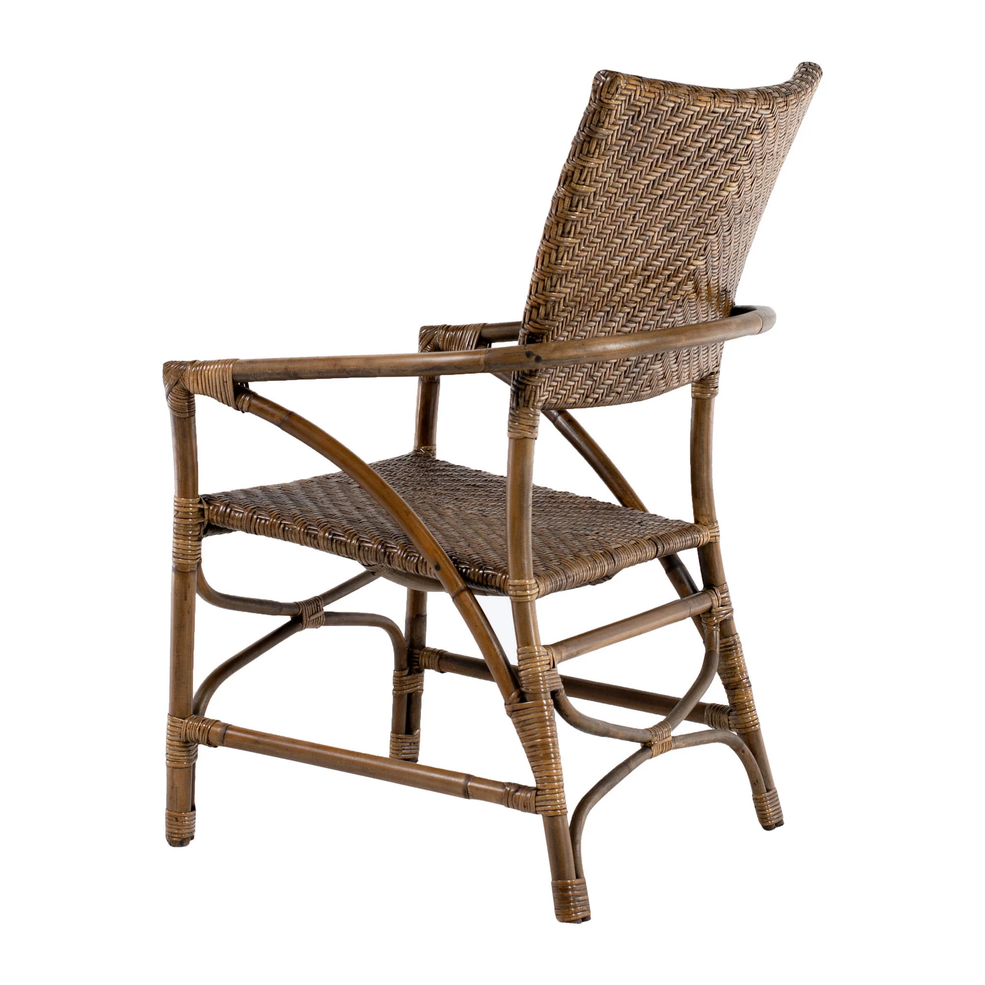 Set of Two Natural Rattan Open Back Dining Arm Chairs By Homeroots - Image 2
