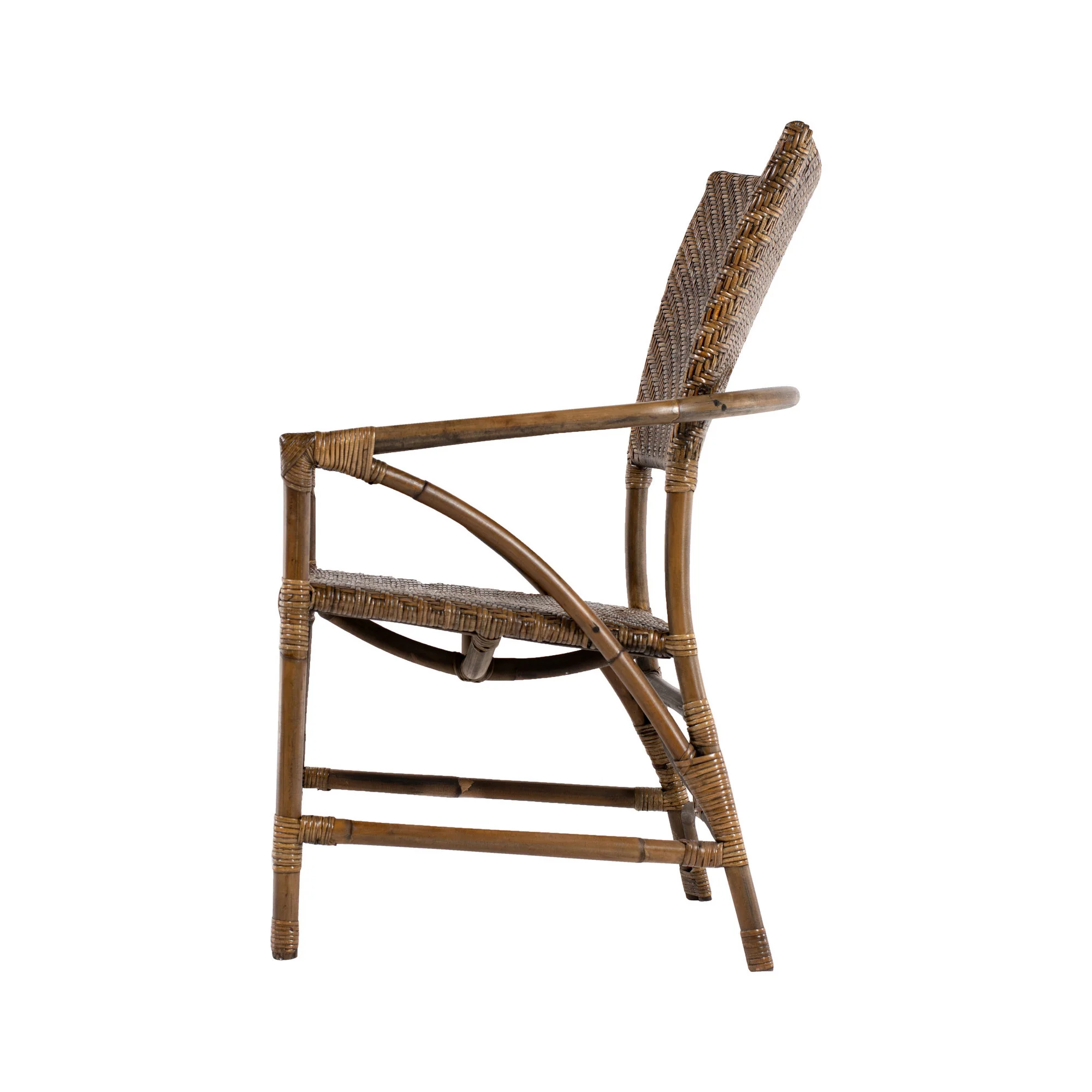 Set of Two Natural Rattan Open Back Dining Arm Chairs By Homeroots - Image 3