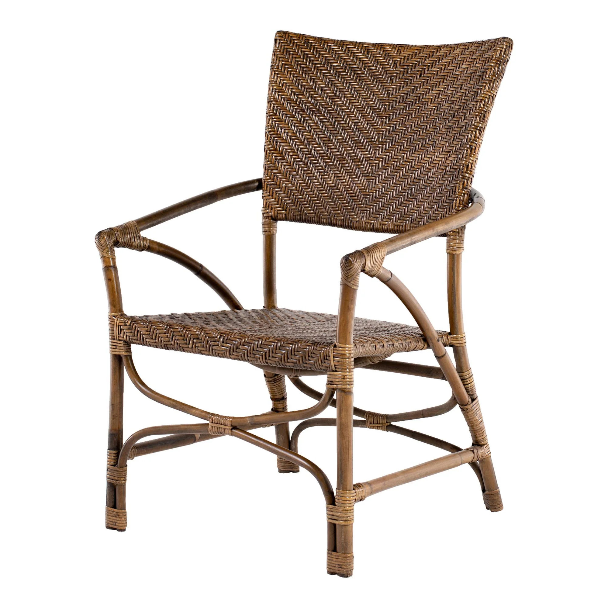 Set of Two Natural Rattan Open Back Dining Arm Chairs By Homeroots - Image 4