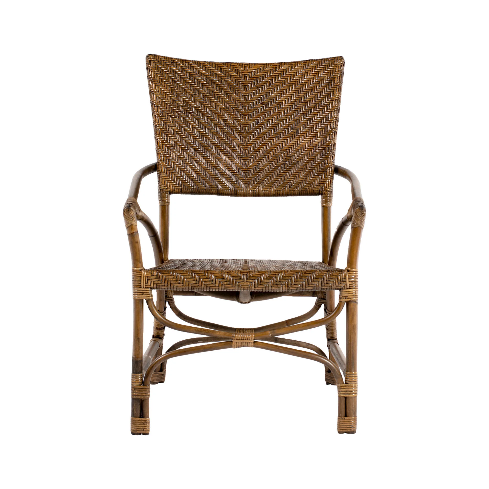 Set of Two Natural Rattan Open Back Dining Arm Chairs By Homeroots - Image 6