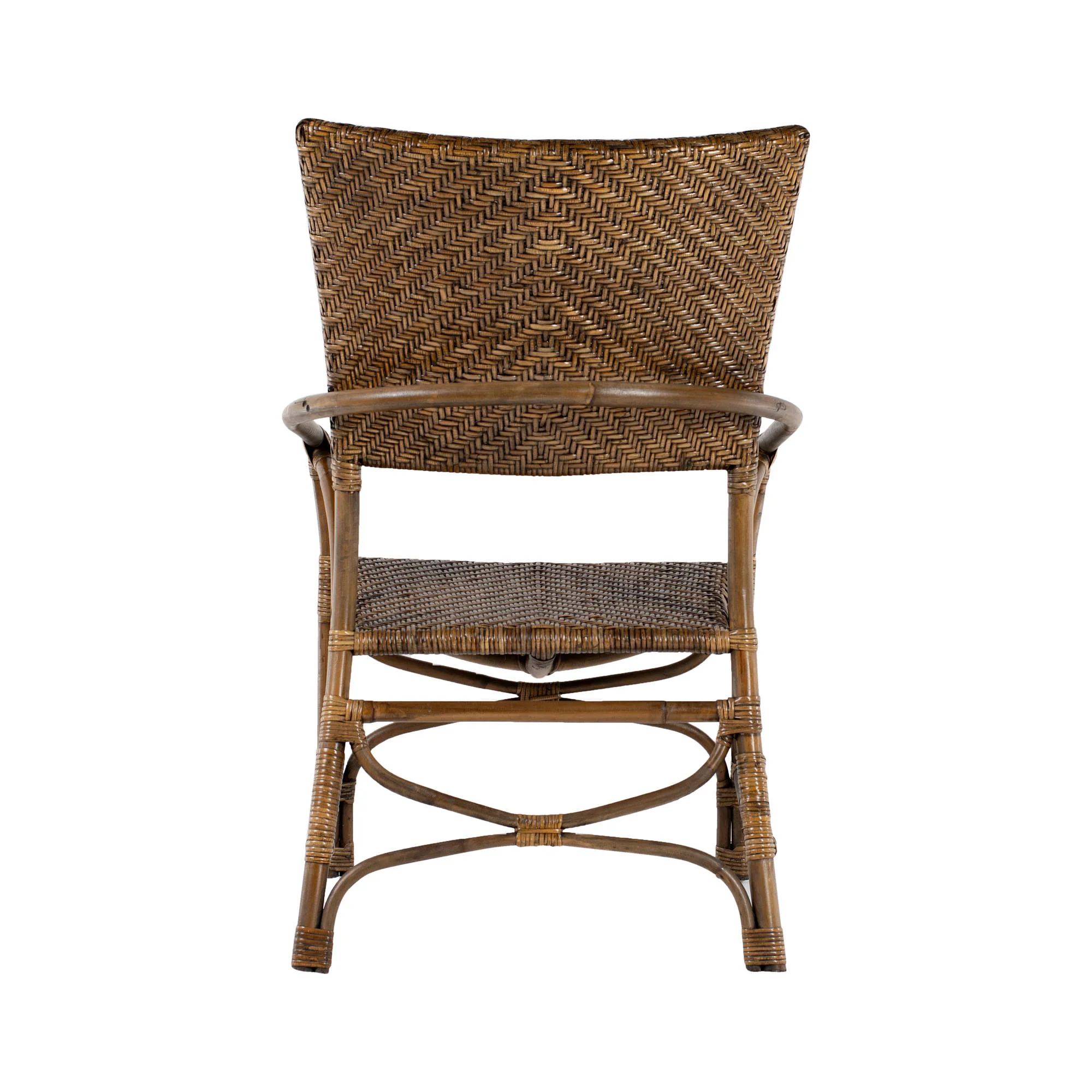 Set of Two Natural Rattan Open Back Dining Arm Chairs By Homeroots - Image 7