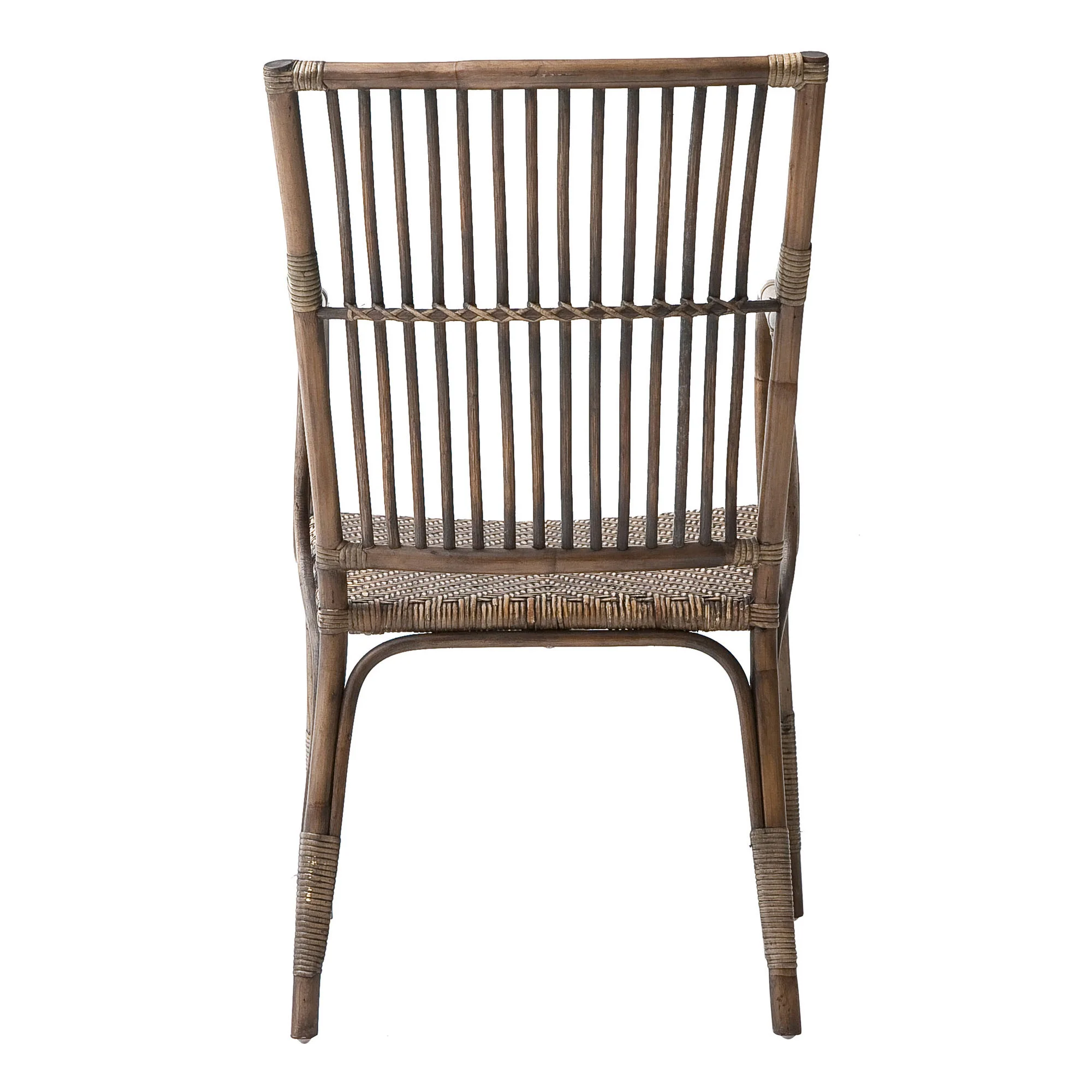 Set of Two Natural Rattan Slat Back Dining Arm Chairs By Homeroots - Image 6