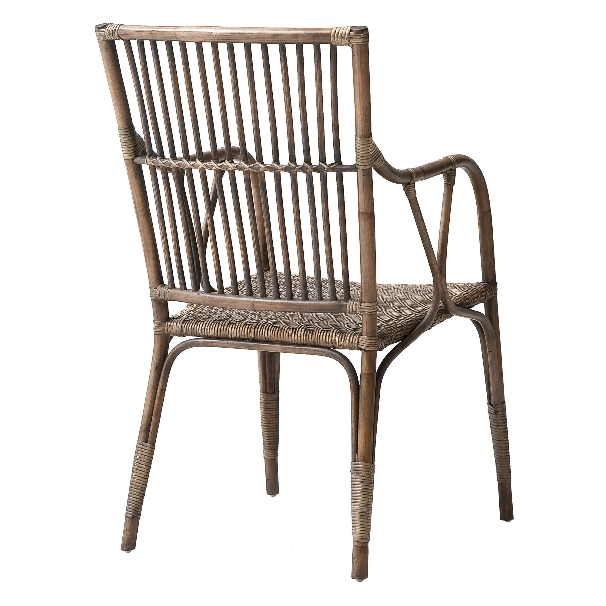 Set of Two Natural Rattan Slat Back Dining Arm Chairs By Homeroots - Image 8