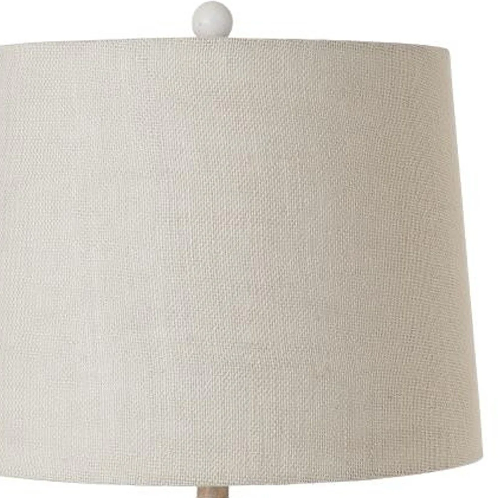 Set of Two Natural White and Blue Novelty Table Lamp Coastal With Off White Empire Shade By Homeroots - Image 8