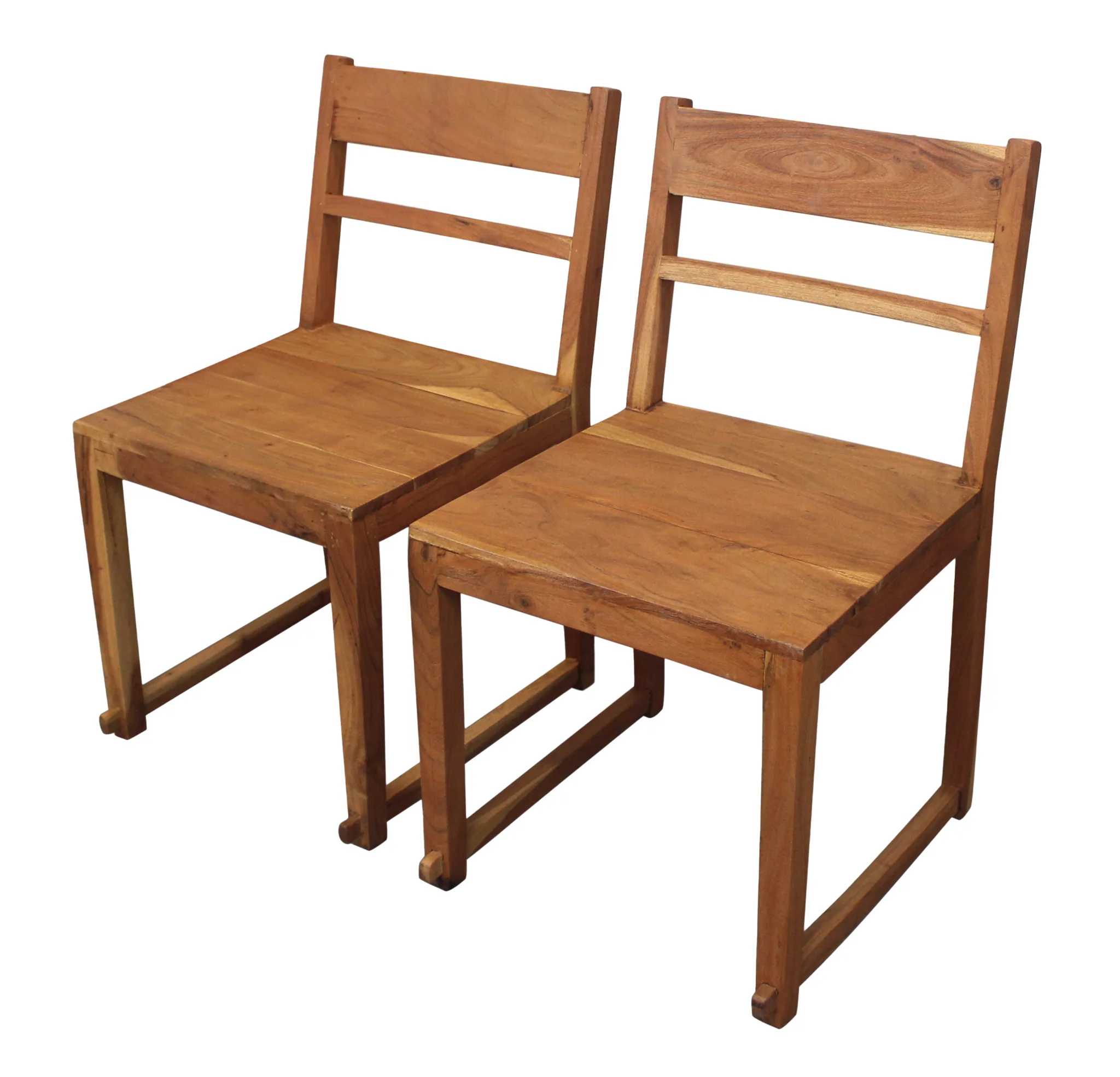 Set of Two Natural Wood Ladder Back Dining Side Chairs By Homeroots - Image 7