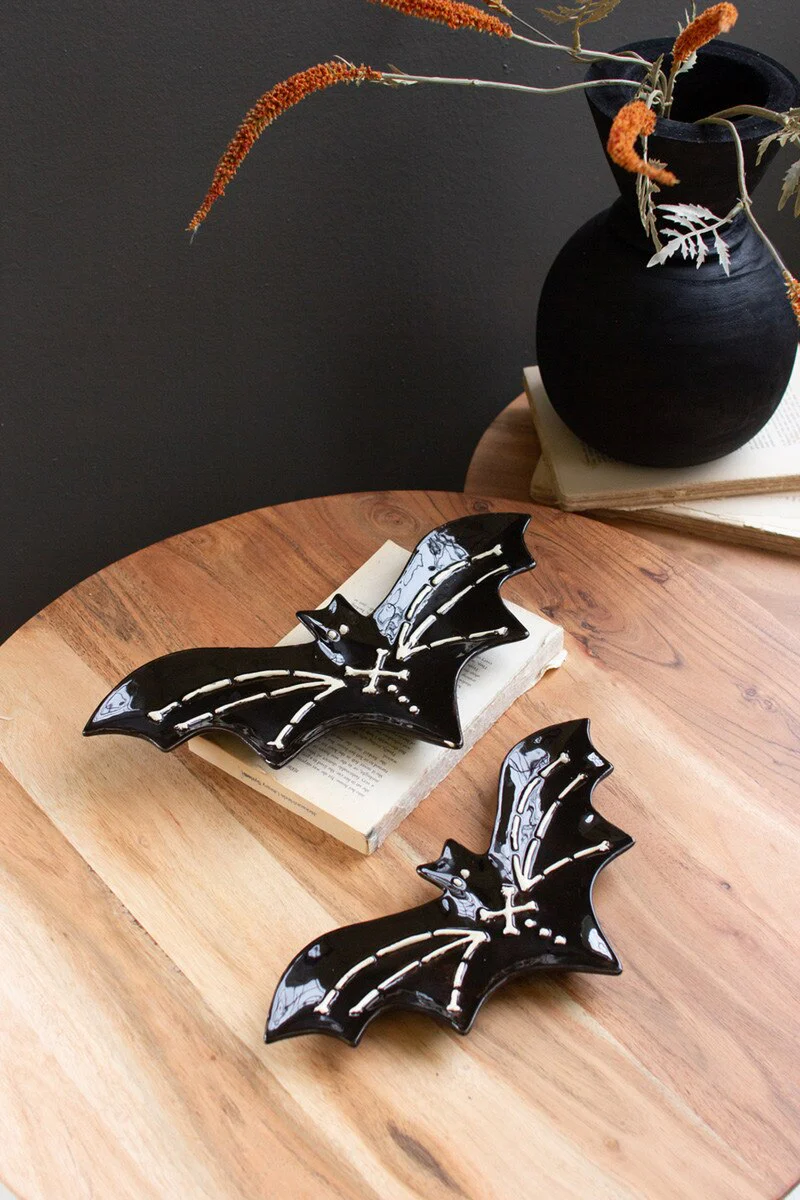 Set Of Two Nesting Ceramic Bat Serving Platter (Min 2) By Kalalou - Image 5