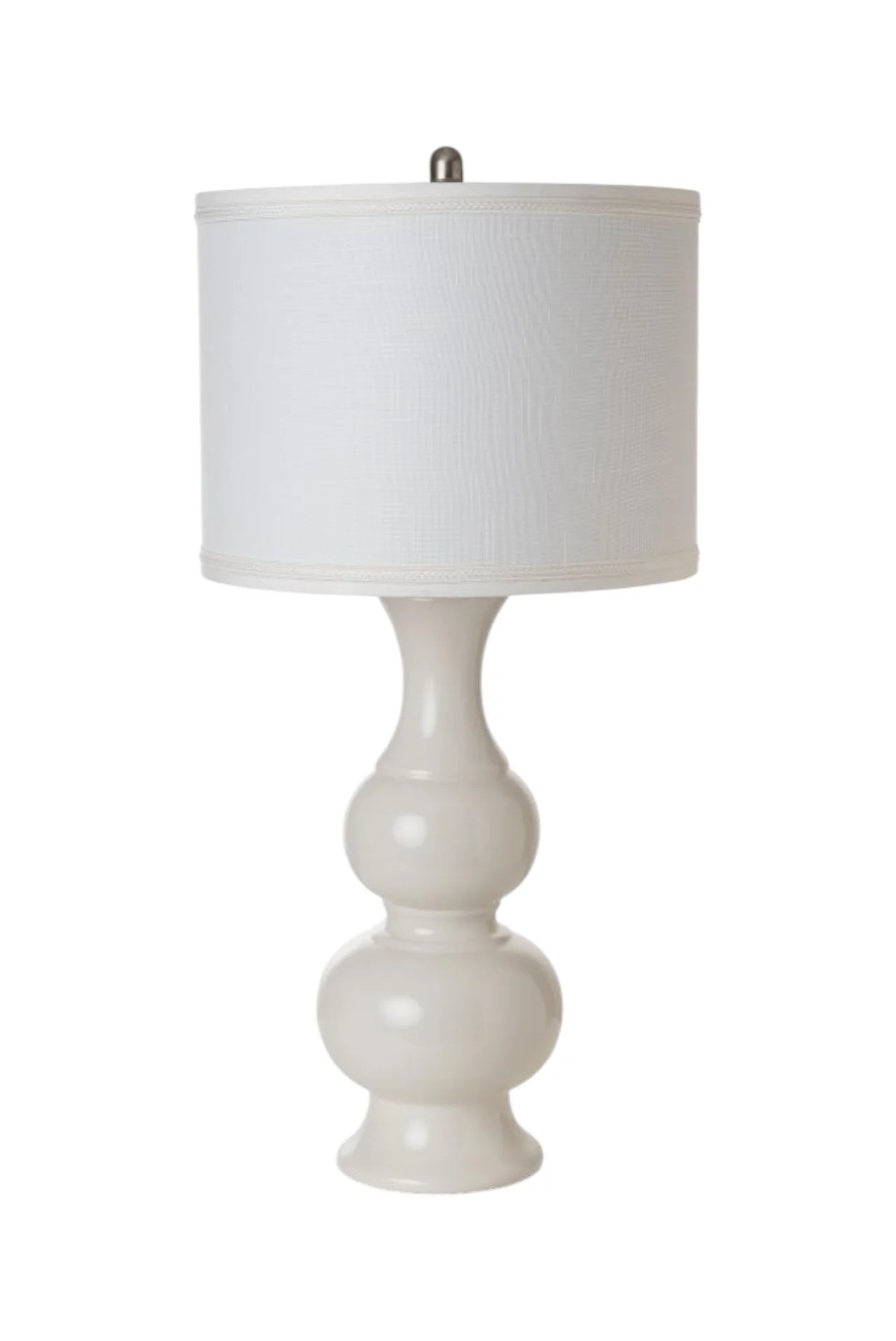 Set of Two Off White Ceramic Gourd Table Lamp With Off White Drum Shade By Homeroots - Image 2