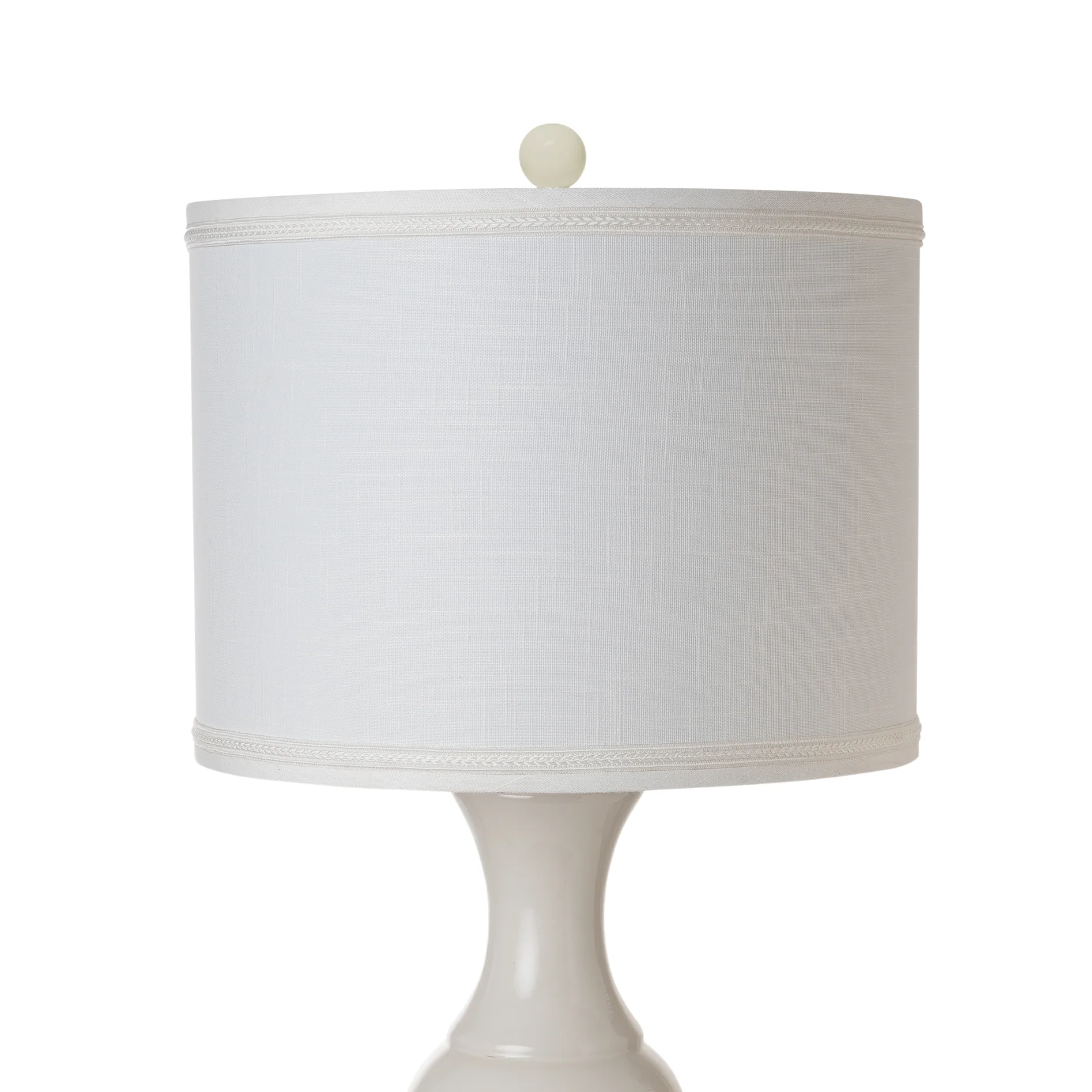 Set of Two Off White Ceramic Gourd Table Lamp With Off White Drum Shade By Homeroots - Image 3