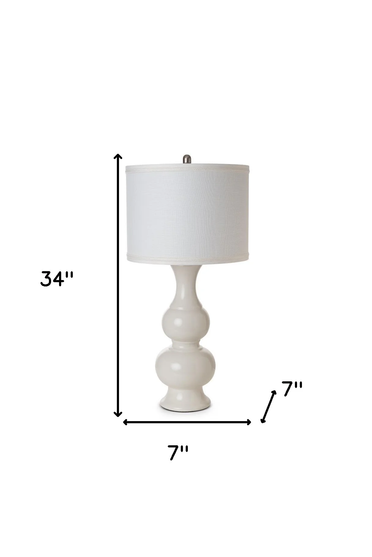 Set of Two Off White Ceramic Gourd Table Lamp With Off White Drum Shade By Homeroots - Image 7