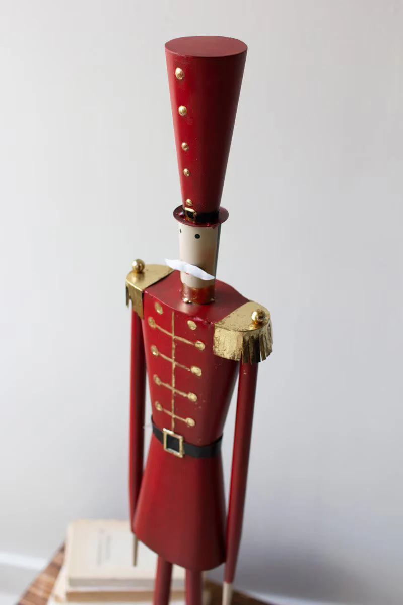 Set Of Two Painted Metal Christmas Soldiers By Kalalou - Image 3