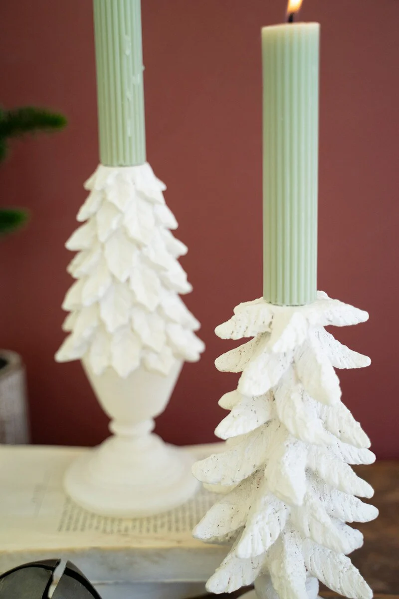 Set Of Two Poly Resin Christmas Tree Candle Holders (Min 2) By Kalalou - Image 2