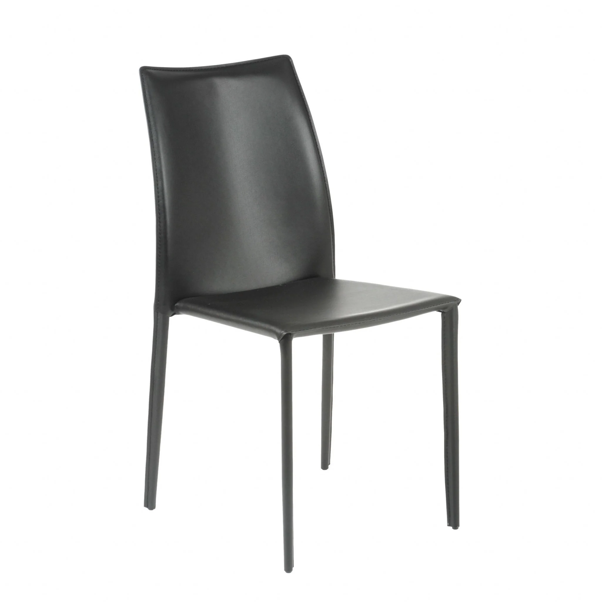 Set Of Two Premium All Black Stacking Dining Chairs By Homeroots - Image 3