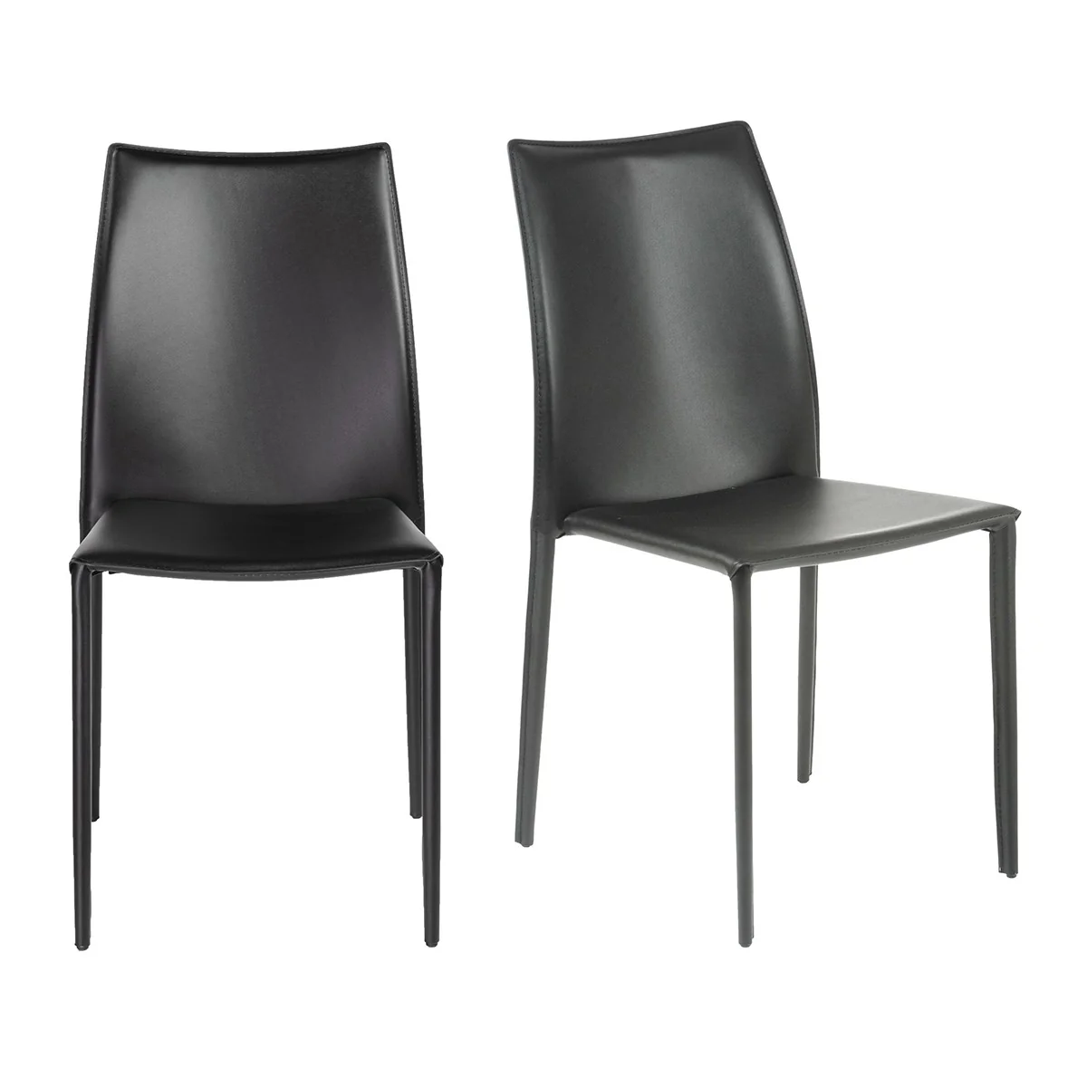 Set Of Two Premium All Black Stacking Dining Chairs By Homeroots - Image 8