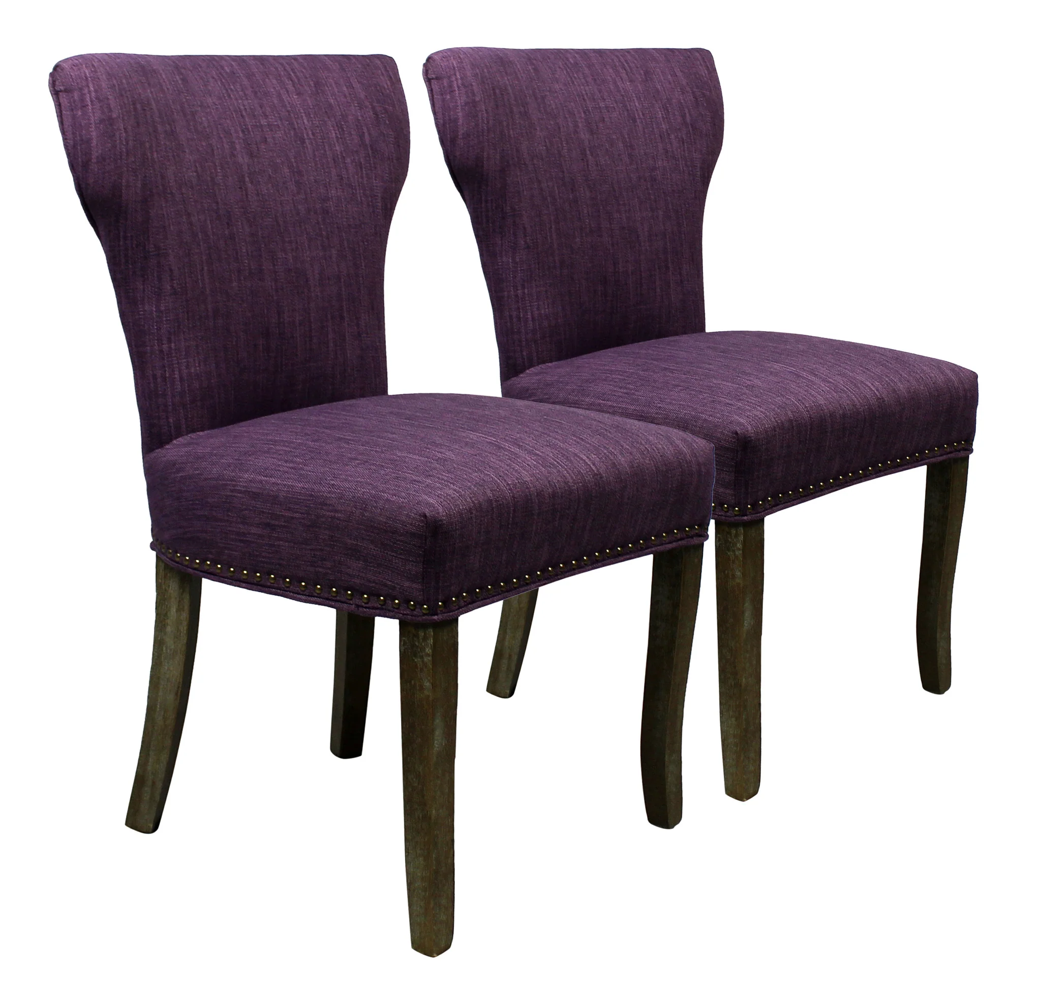 Set of Two Purple And Brown Upholstered Fabric Dining Parsons Chairs By Homeroots - Image 7