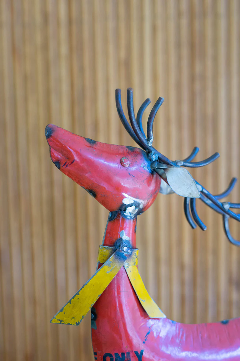 Set Of Two Recycled Metal Deer - One Each Color By Kalalou - Image 3