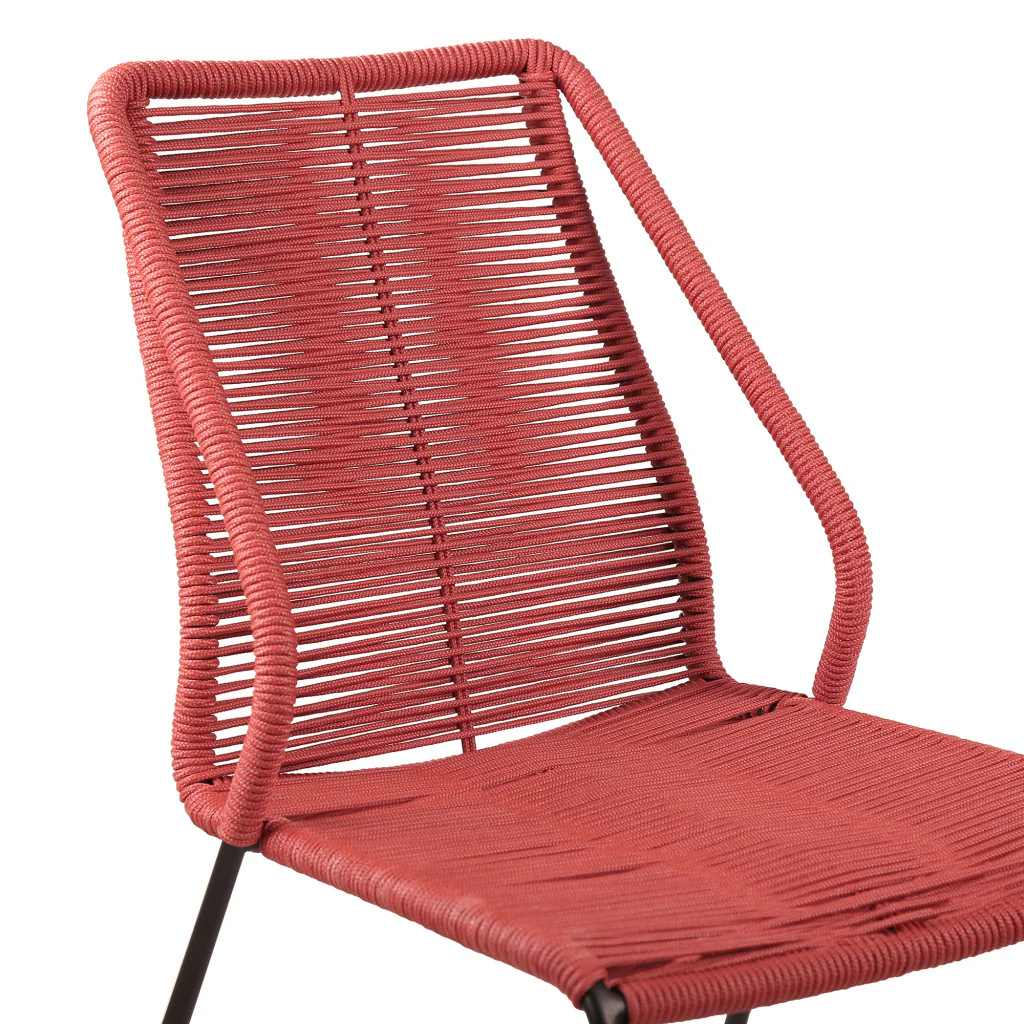 Set of Two Red Metal Outdoor Dining Chair By Homeroots - Image 2