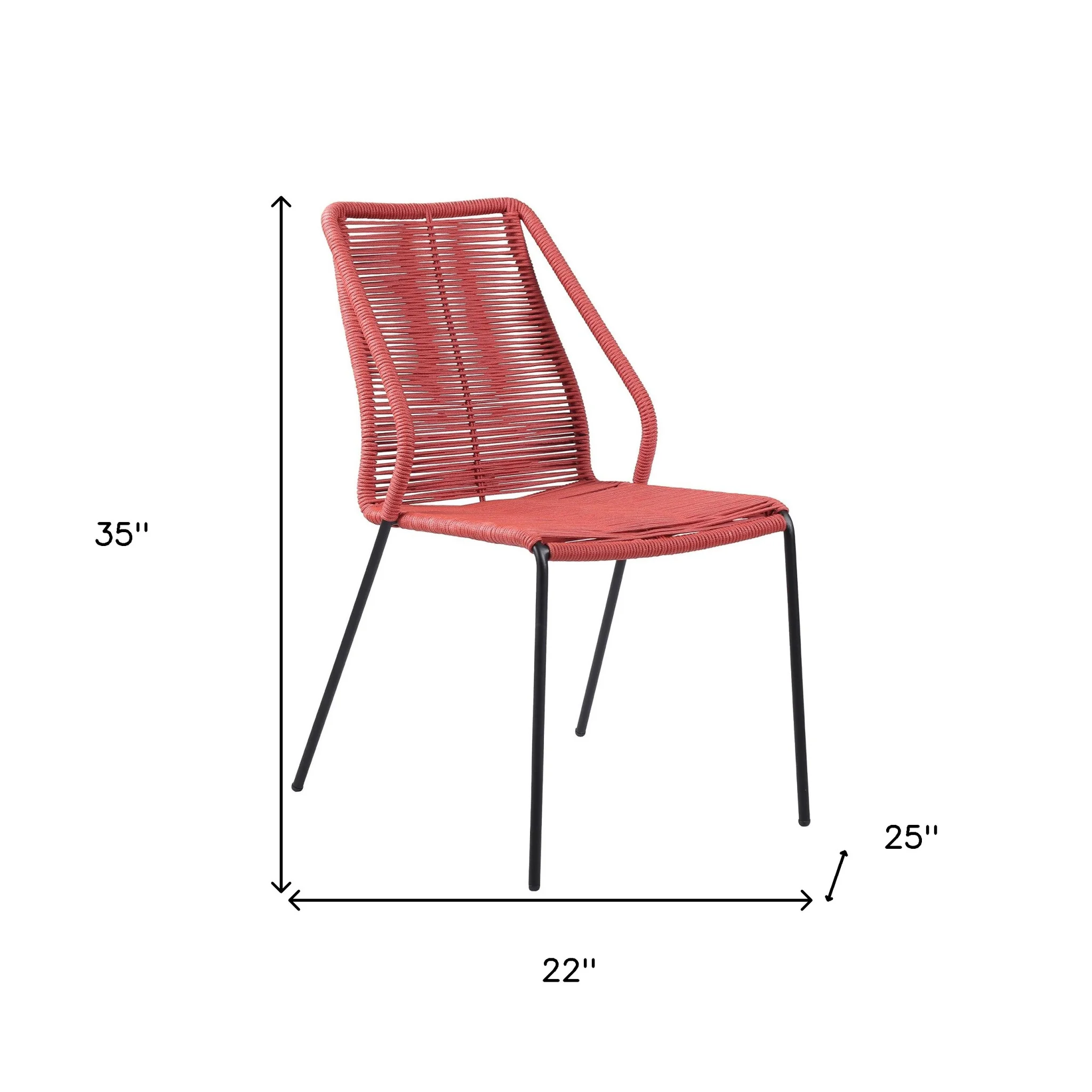 Set of Two Red Metal Outdoor Dining Chair By Homeroots - Image 6