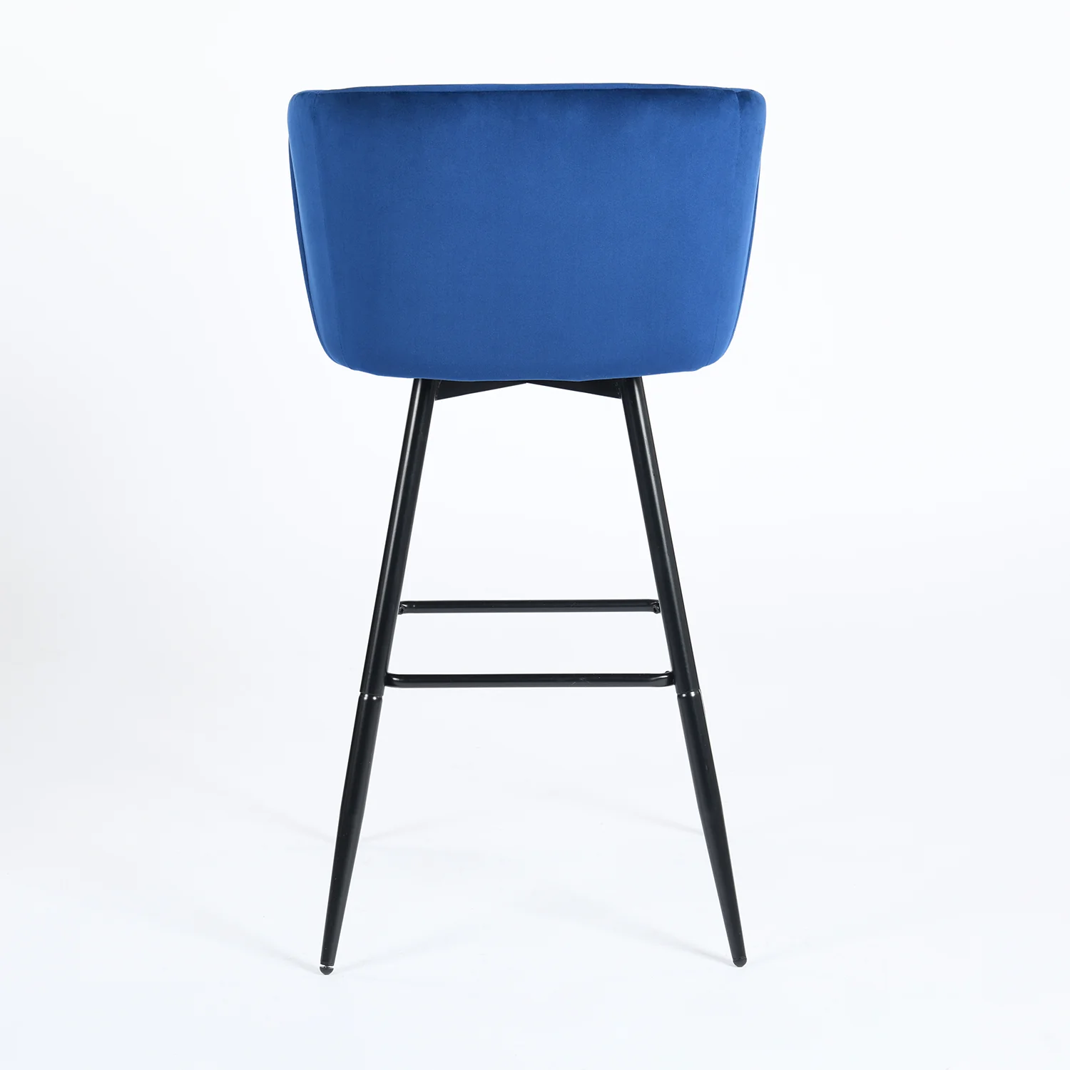 Set of Two Rose And Black Velvet And Steel Low Back Bar Height Bar Chairs By Homeroots - Image 2