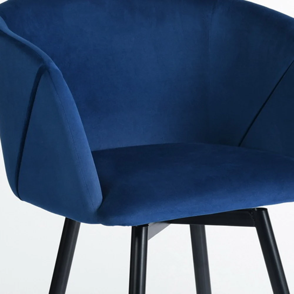 Set of Two Rose And Black Velvet And Steel Low Back Bar Height Bar Chairs By Homeroots - Image 5