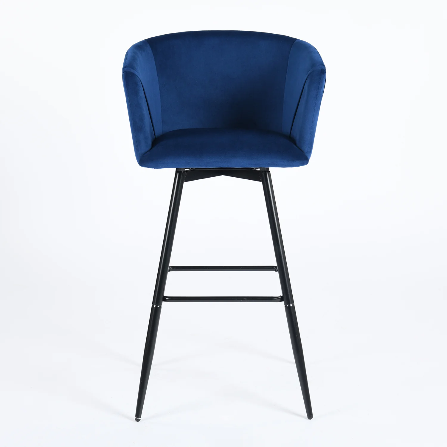 Set of Two Rose And Black Velvet And Steel Low Back Bar Height Bar Chairs By Homeroots - Image 7