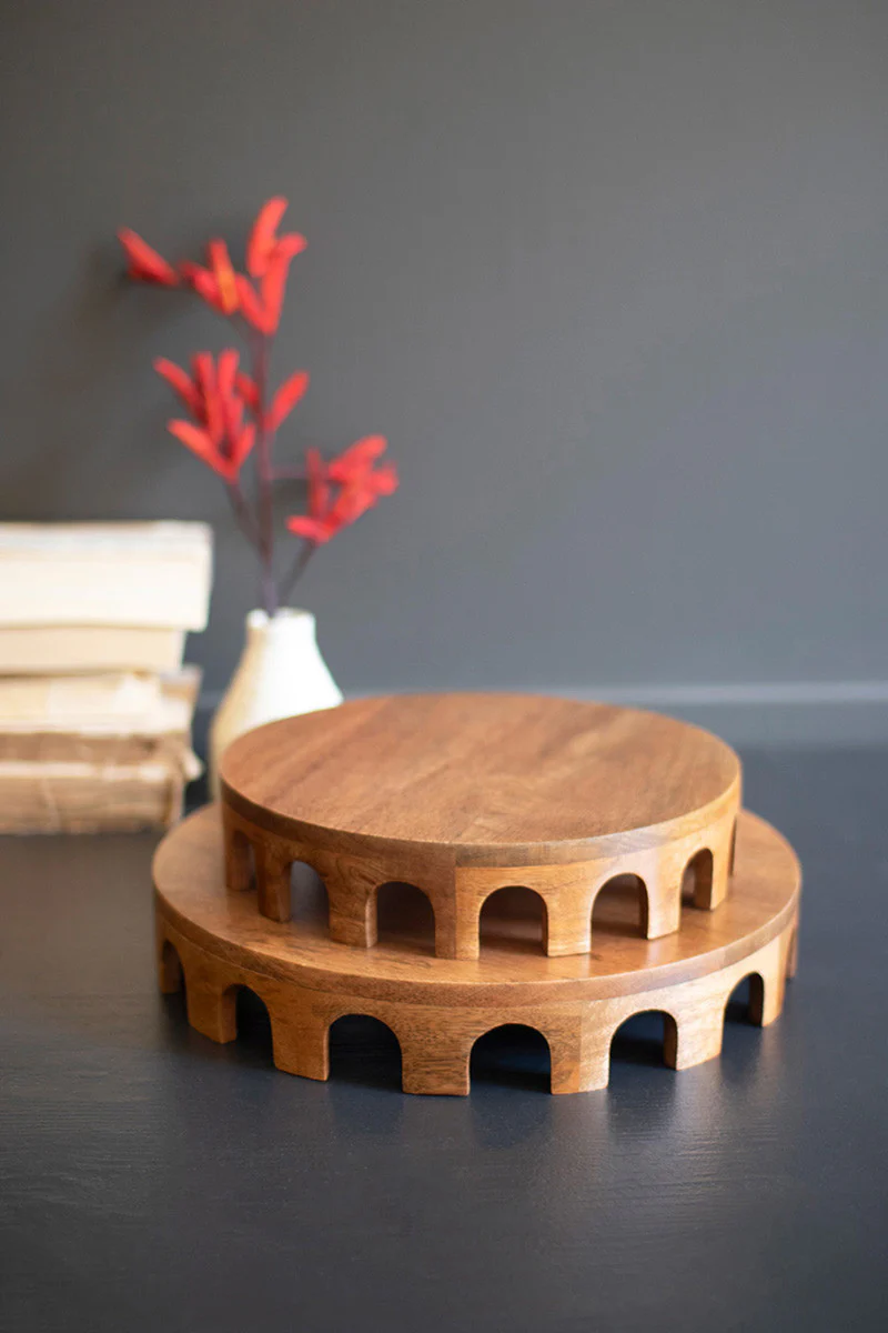 Set Of Two Round Wooden Risers By Kalalou - Image 3