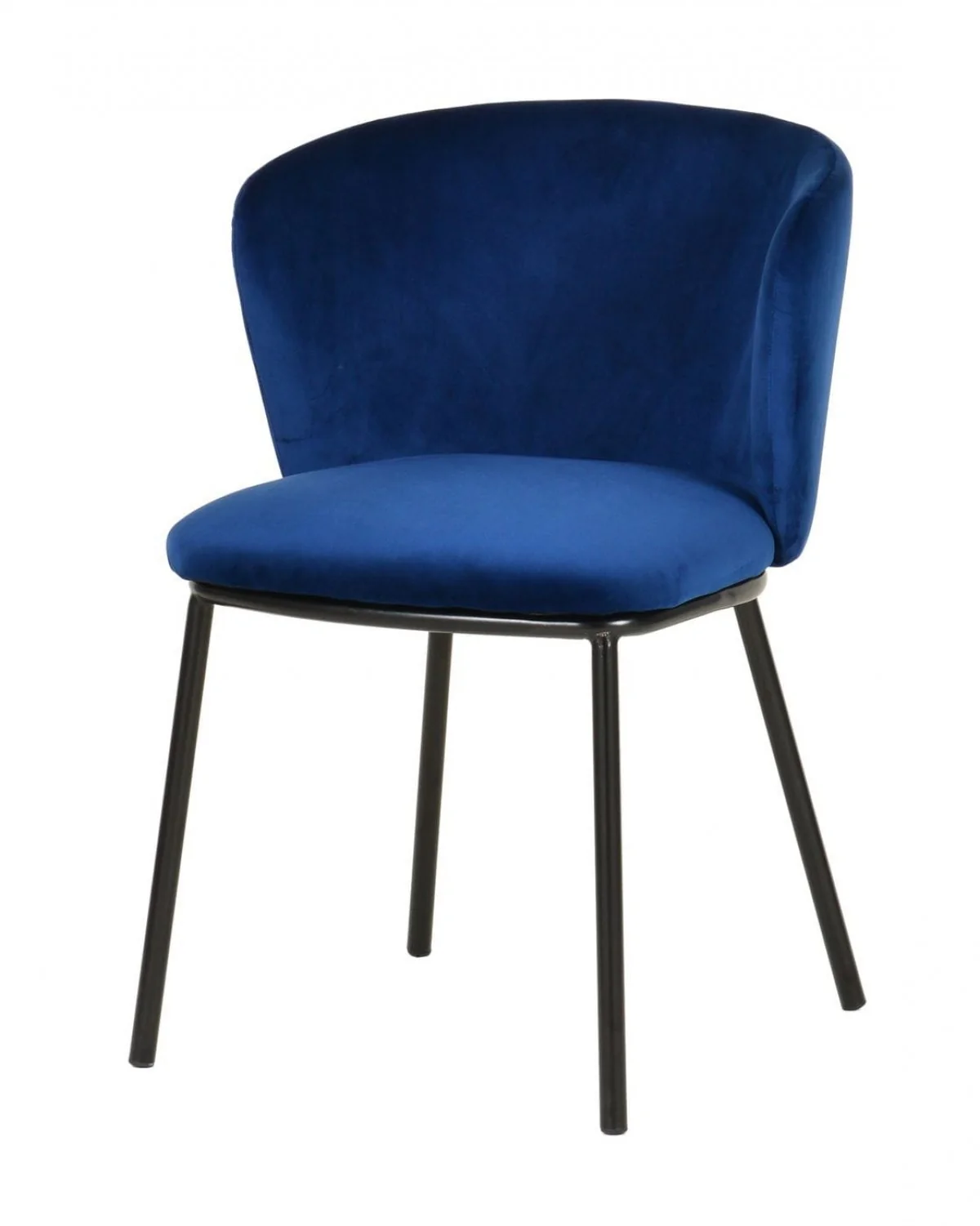 Set of Two Royal Blue Velvet and Black Modern Dining Chairss By Homeroots - Image 2