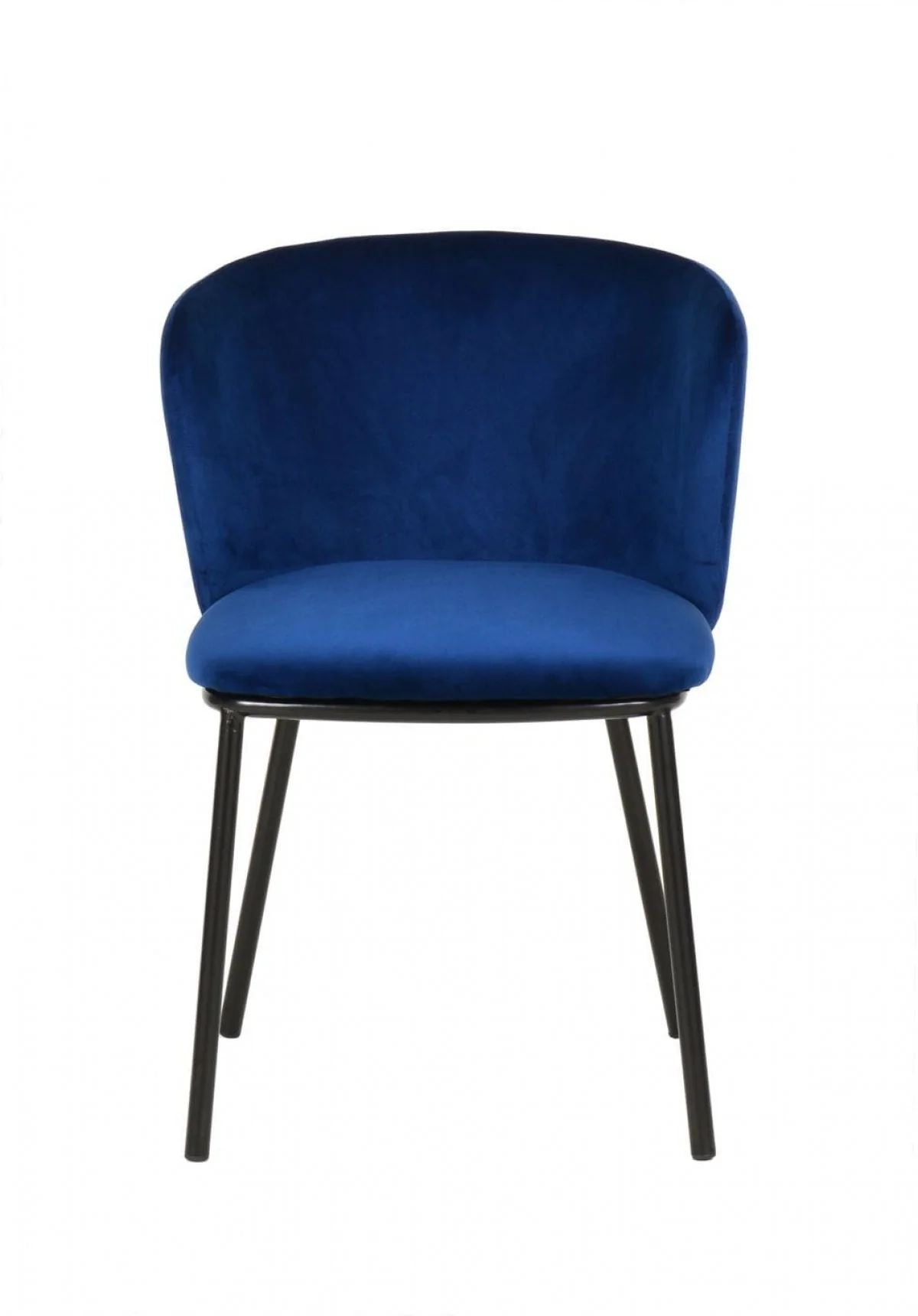 Set of Two Royal Blue Velvet and Black Modern Dining Chairss By Homeroots - Image 3