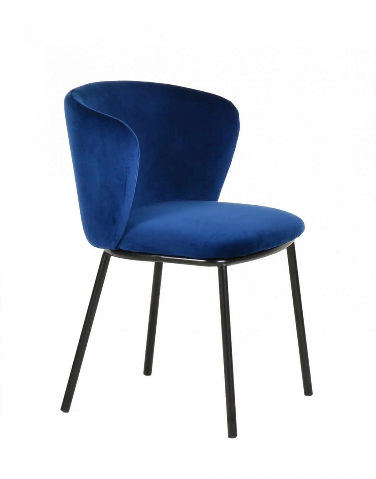 Set of Two Royal Blue Velvet and Black Modern Dining Chairss By Homeroots - Image 4