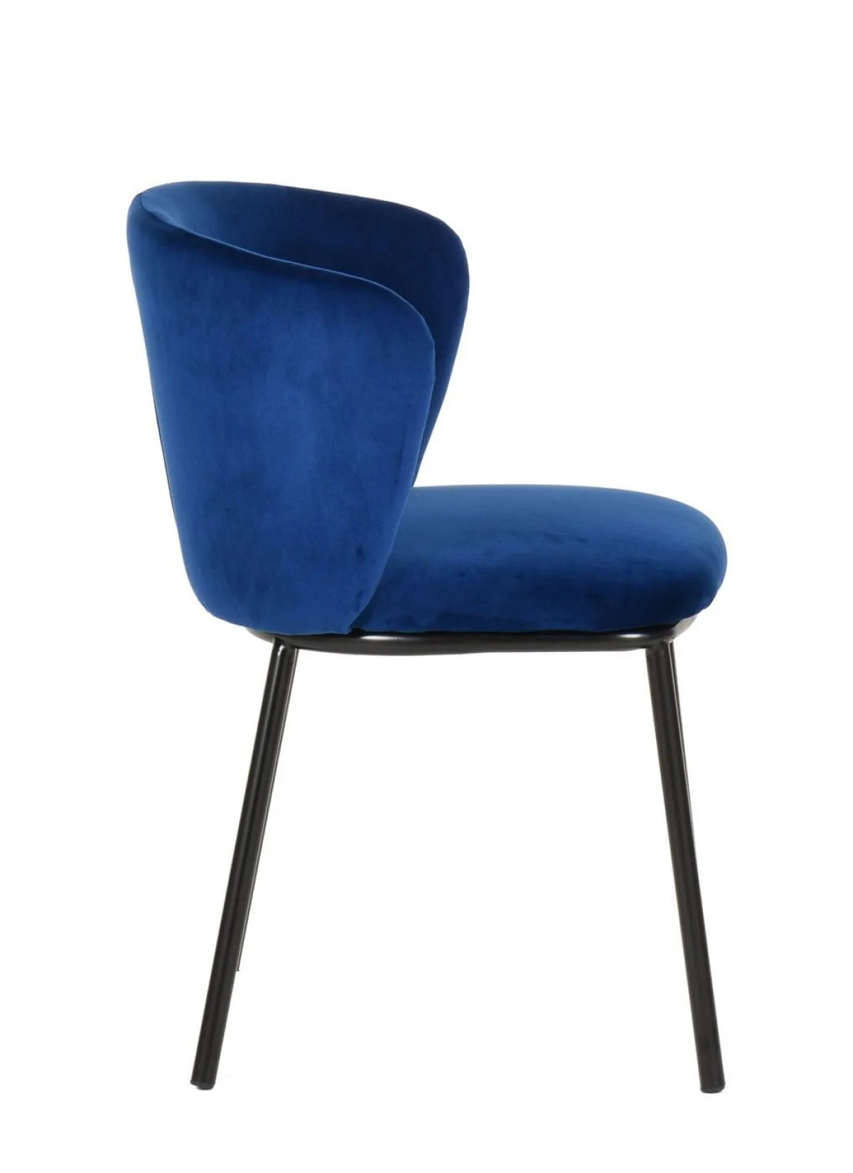 Set of Two Royal Blue Velvet and Black Modern Dining Chairss By Homeroots - Image 5