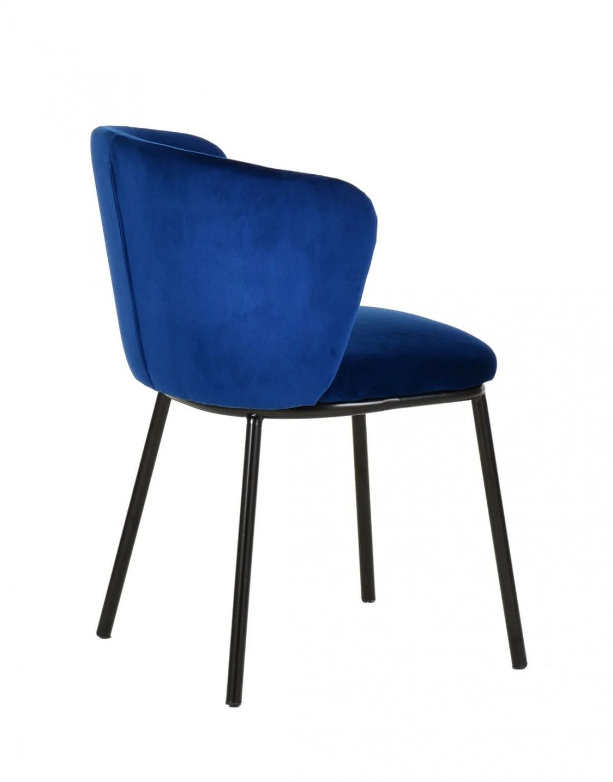 Set of Two Royal Blue Velvet and Black Modern Dining Chairss By Homeroots - Image 6