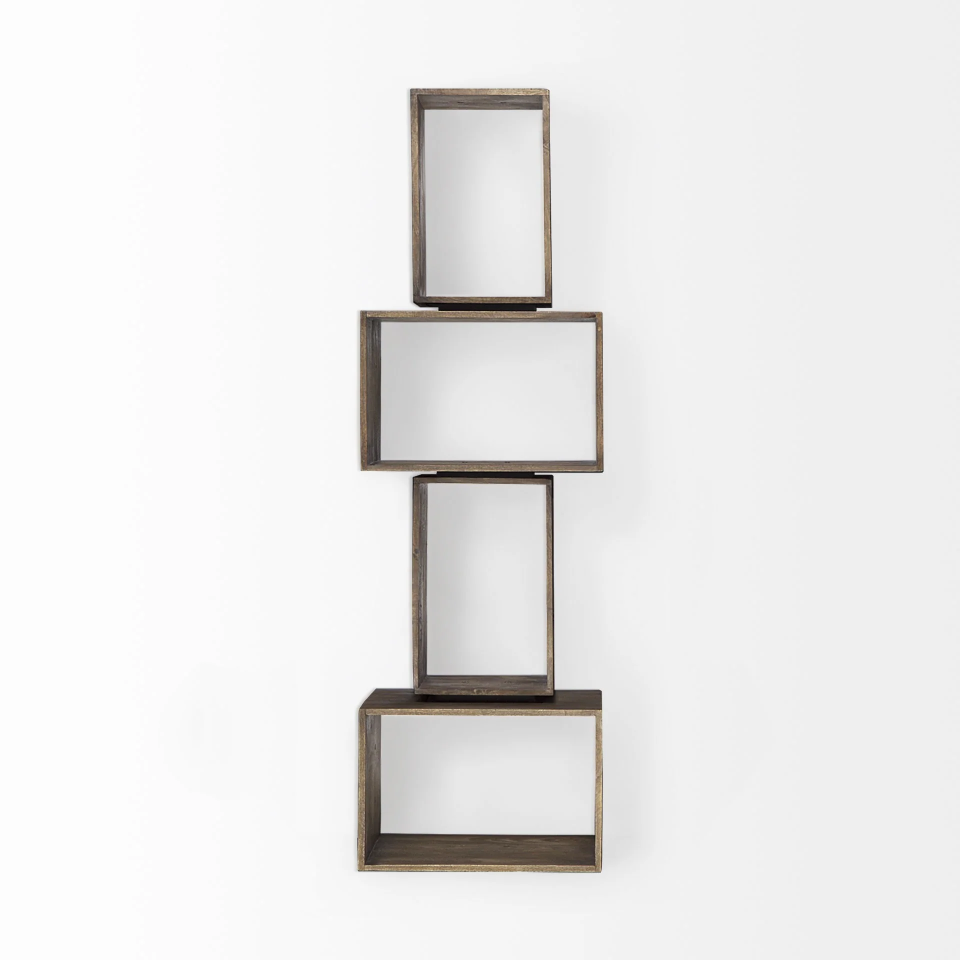 Set of Two Rustic Dark Brown Cube Box Shelves By Homeroots - Image 3