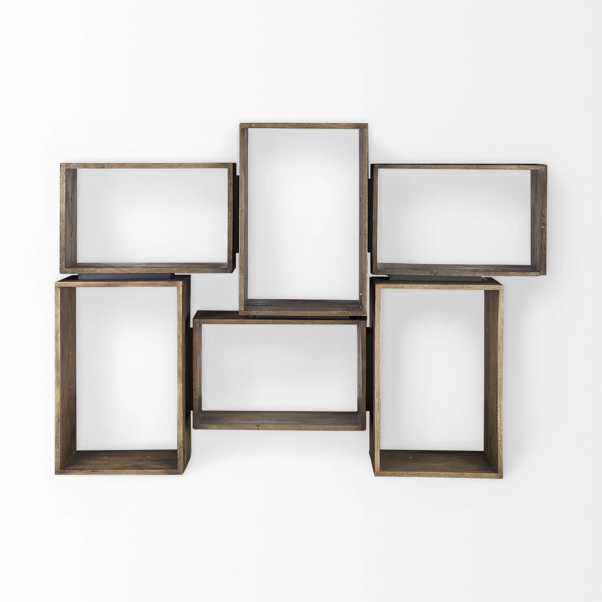 Set of Two Rustic Dark Brown Cube Box Shelves By Homeroots - Image 4
