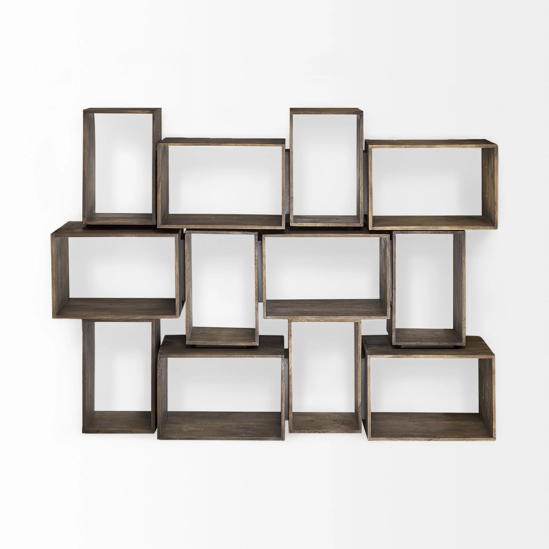 Set of Two Rustic Dark Brown Cube Box Shelves By Homeroots - Image 5