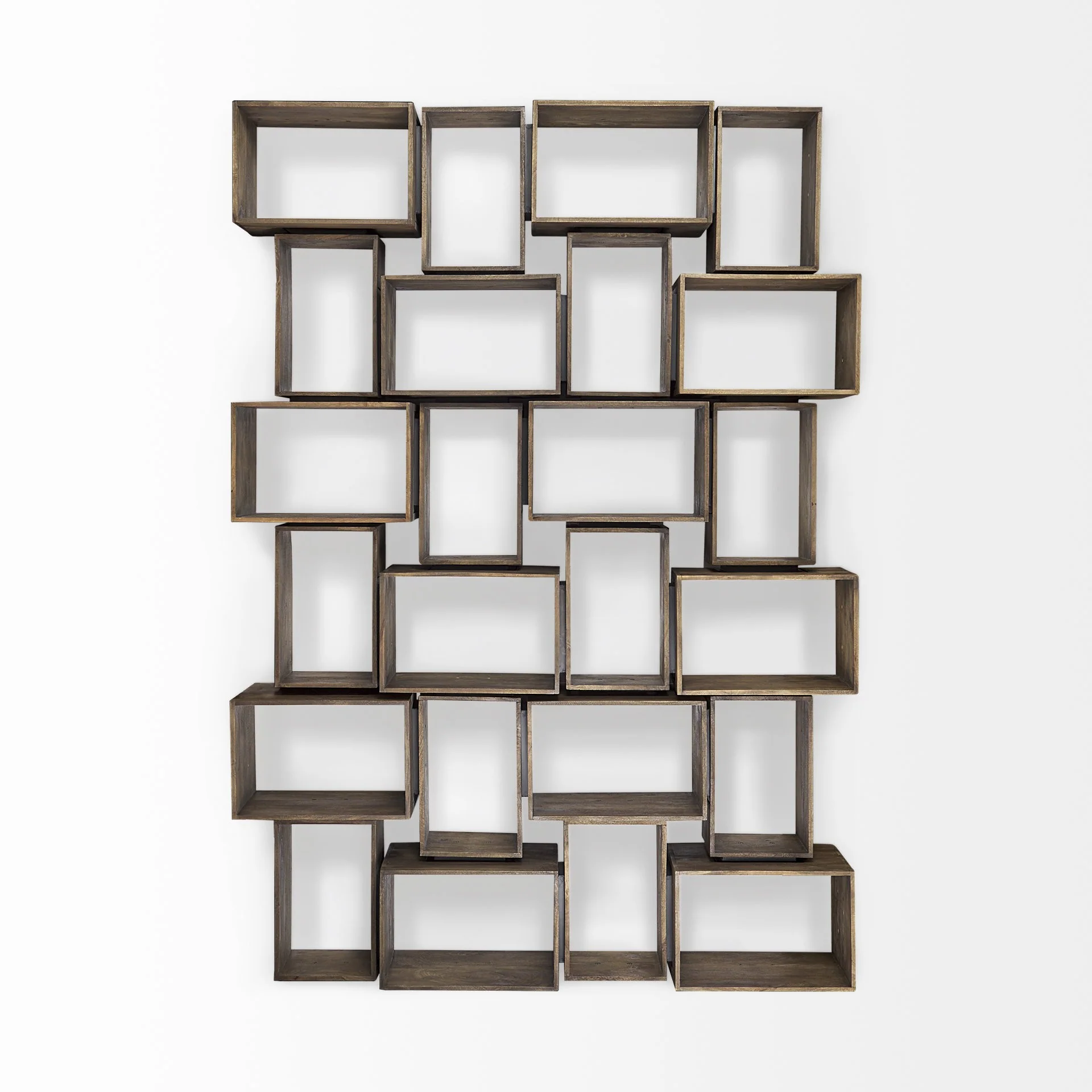 Set of Two Rustic Dark Brown Cube Box Shelves By Homeroots - Image 6