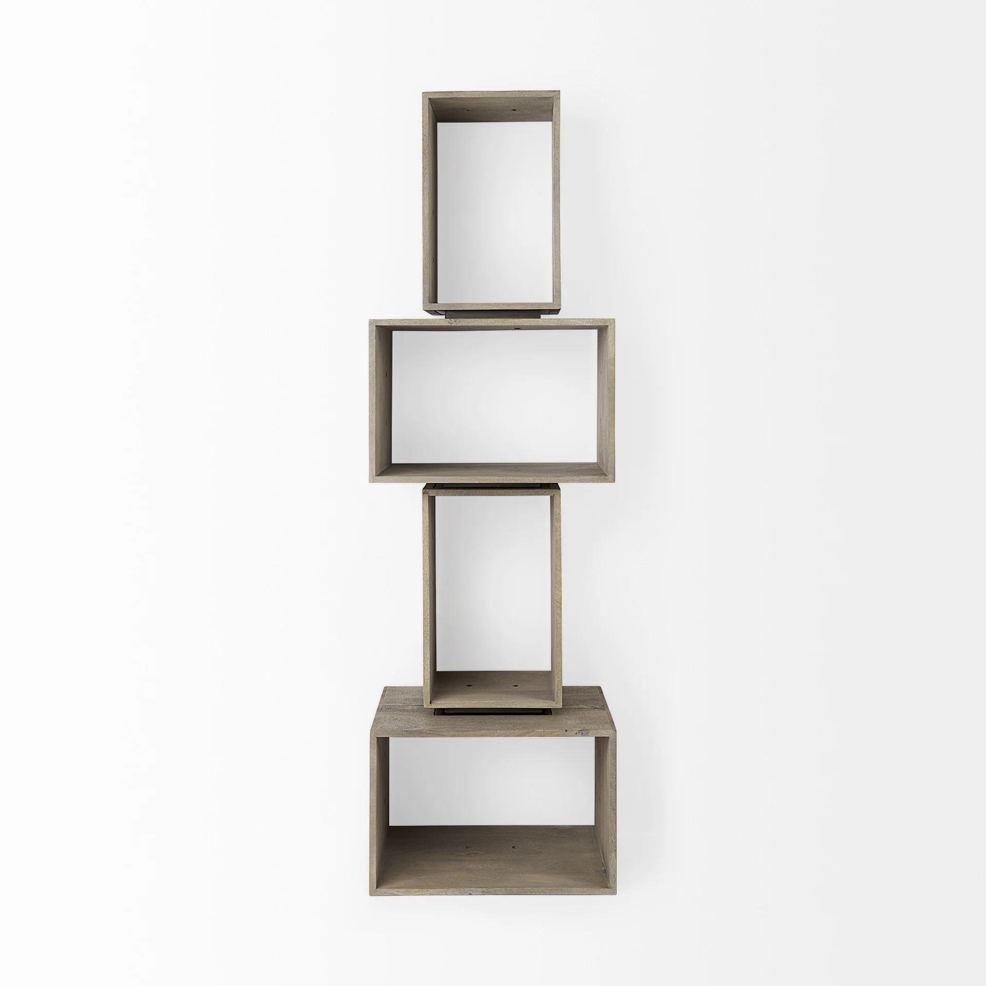 Set of Two Rustic Light Gray Brown Cube Box Shelves By Homeroots - Image 8