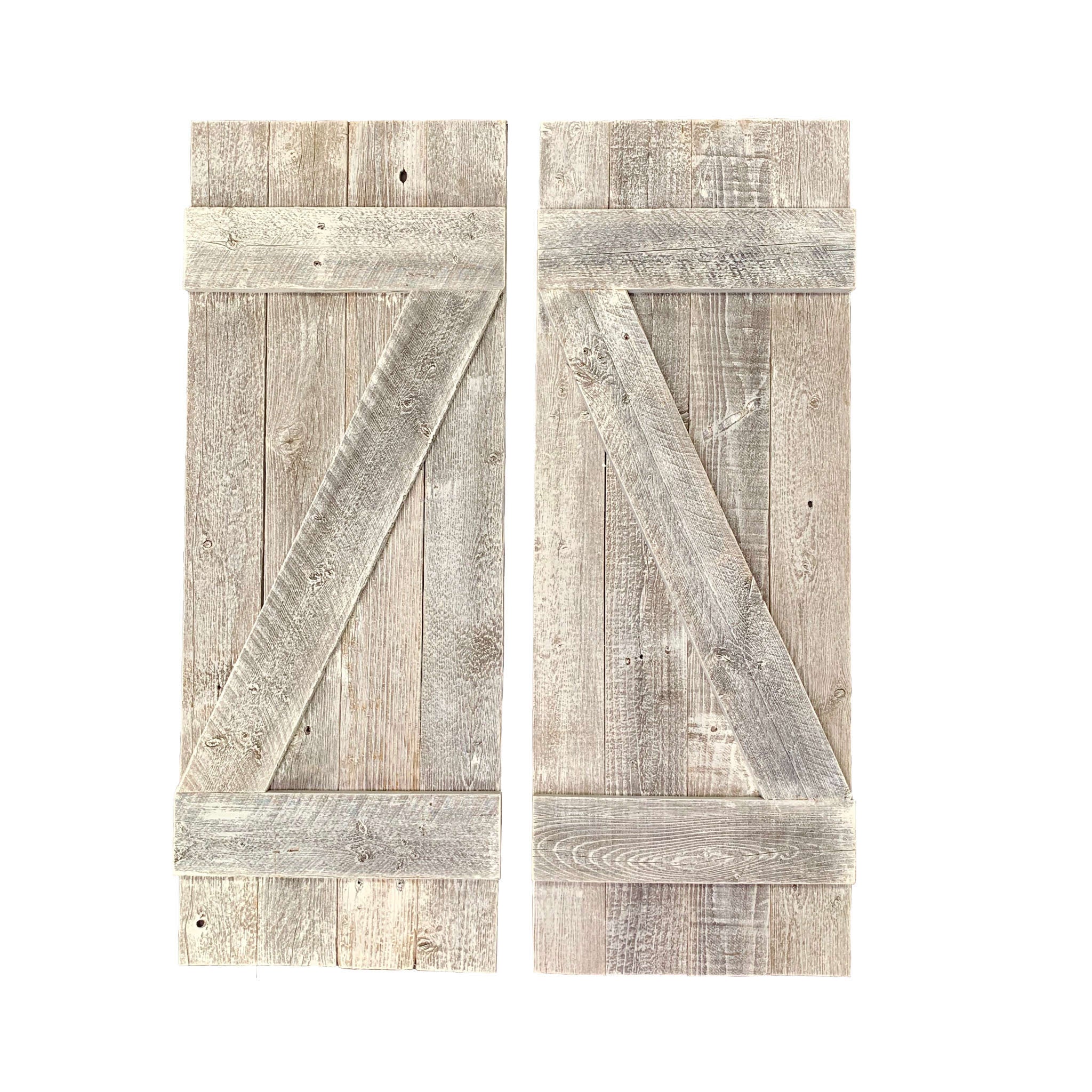 Set of Two Rustic Weathered Grey Wood Decorative Window Shutters By Homeroots - Image 2