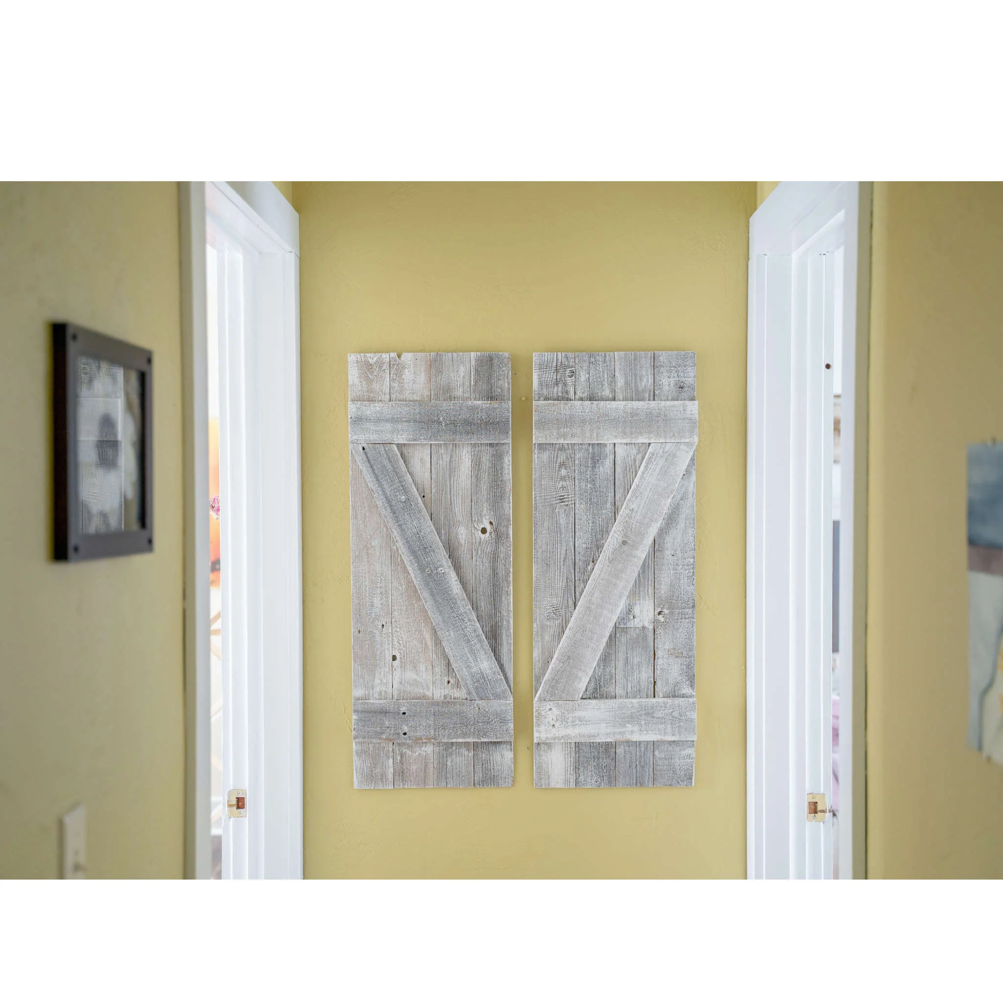 Set of Two Rustic Weathered Grey Wood Decorative Window Shutters By Homeroots - Image 3