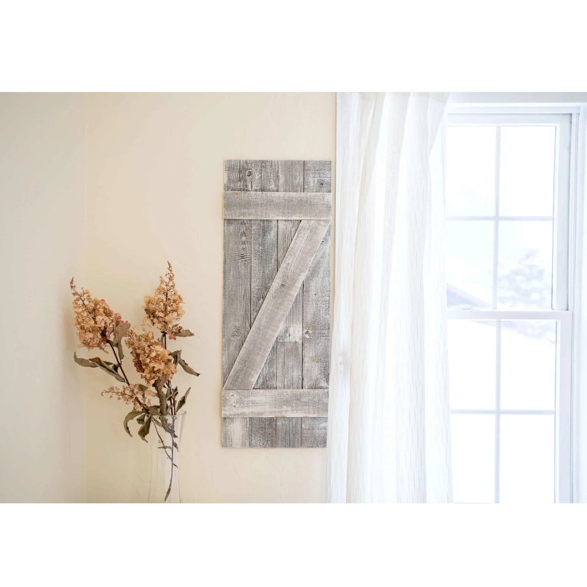 Set of Two Rustic Weathered Grey Wood Decorative Window Shutters By Homeroots - Image 4