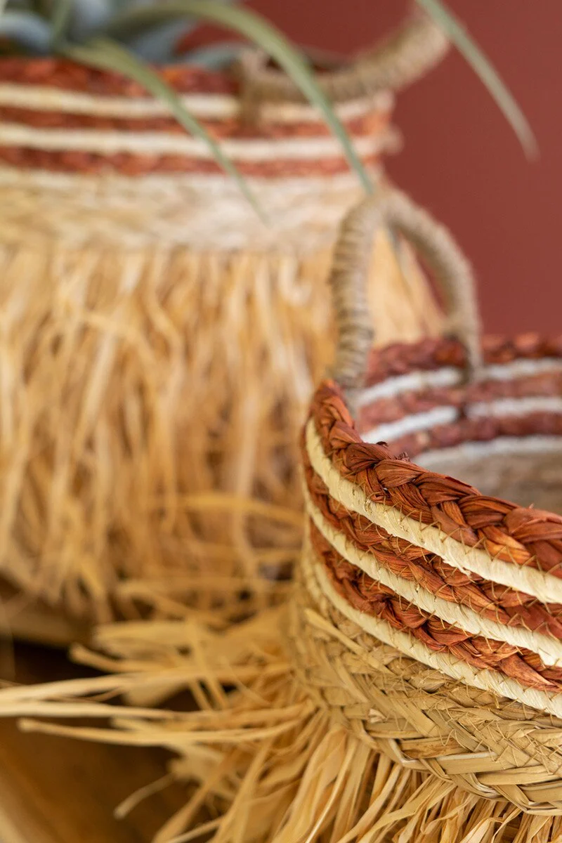 Set Of Two Seagrass Baskets With Grass Detail By Kalalou - Image 2