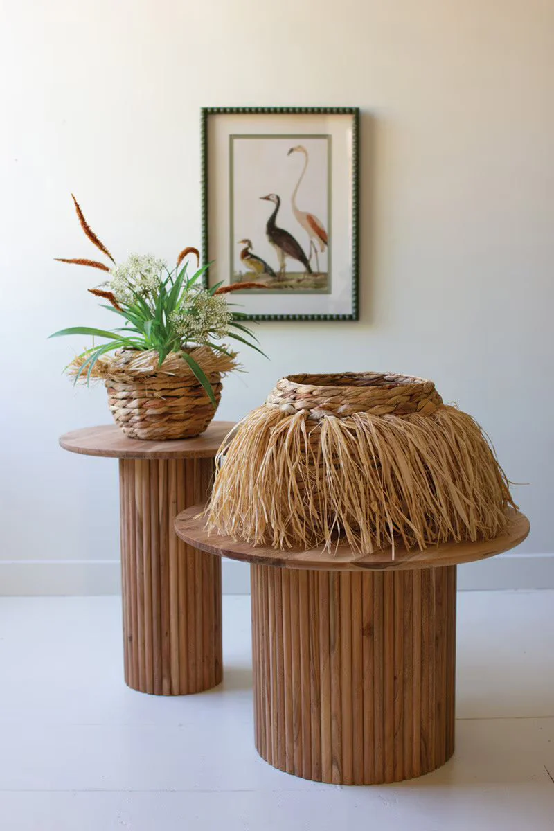 Set Of Two Seagrass Decorative Baskets With Raffia Detail By Kalalou - Image 2