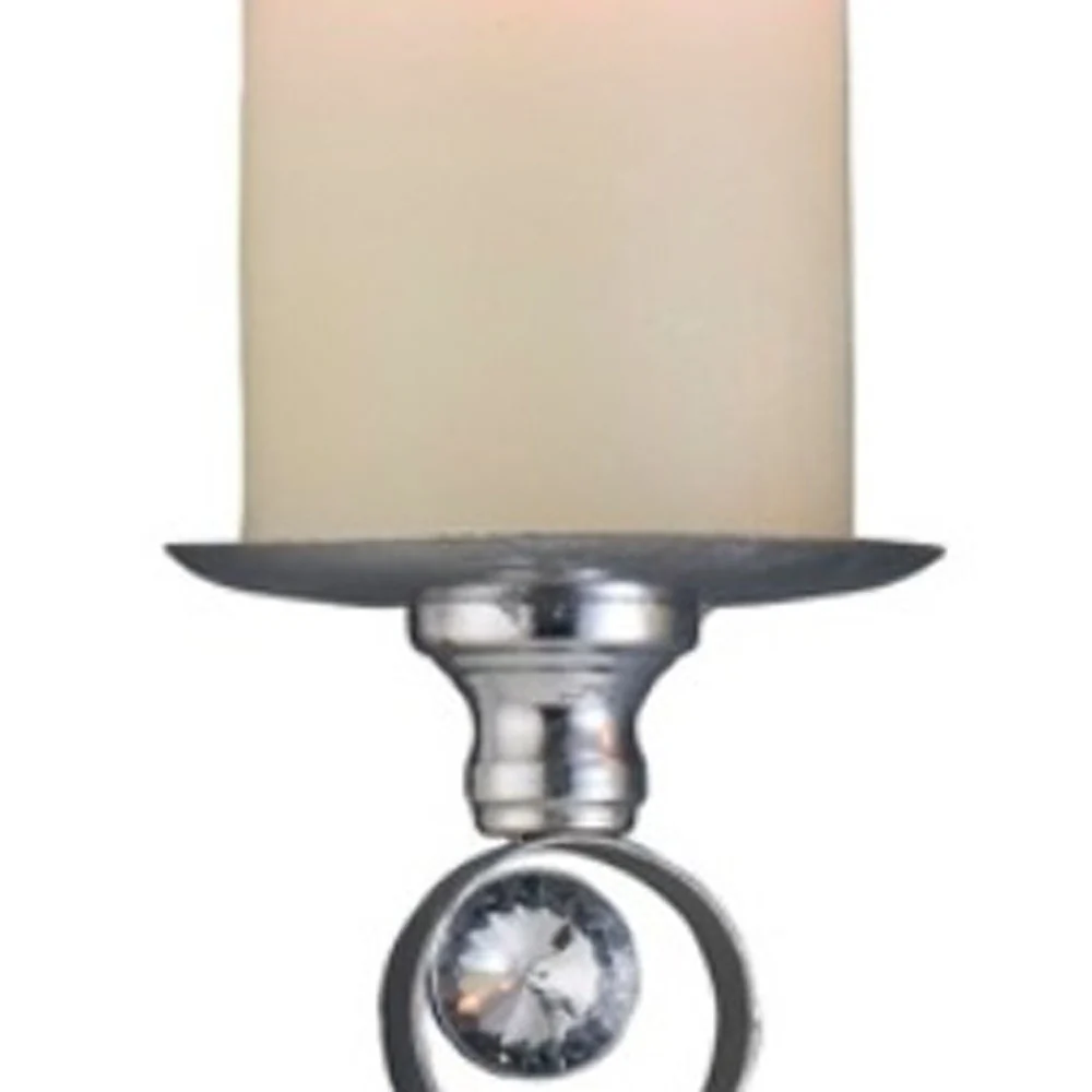 Set Of Two Silver and Blue Bling Tabletop Pillar Candle Holders By Homeroots - Image 5