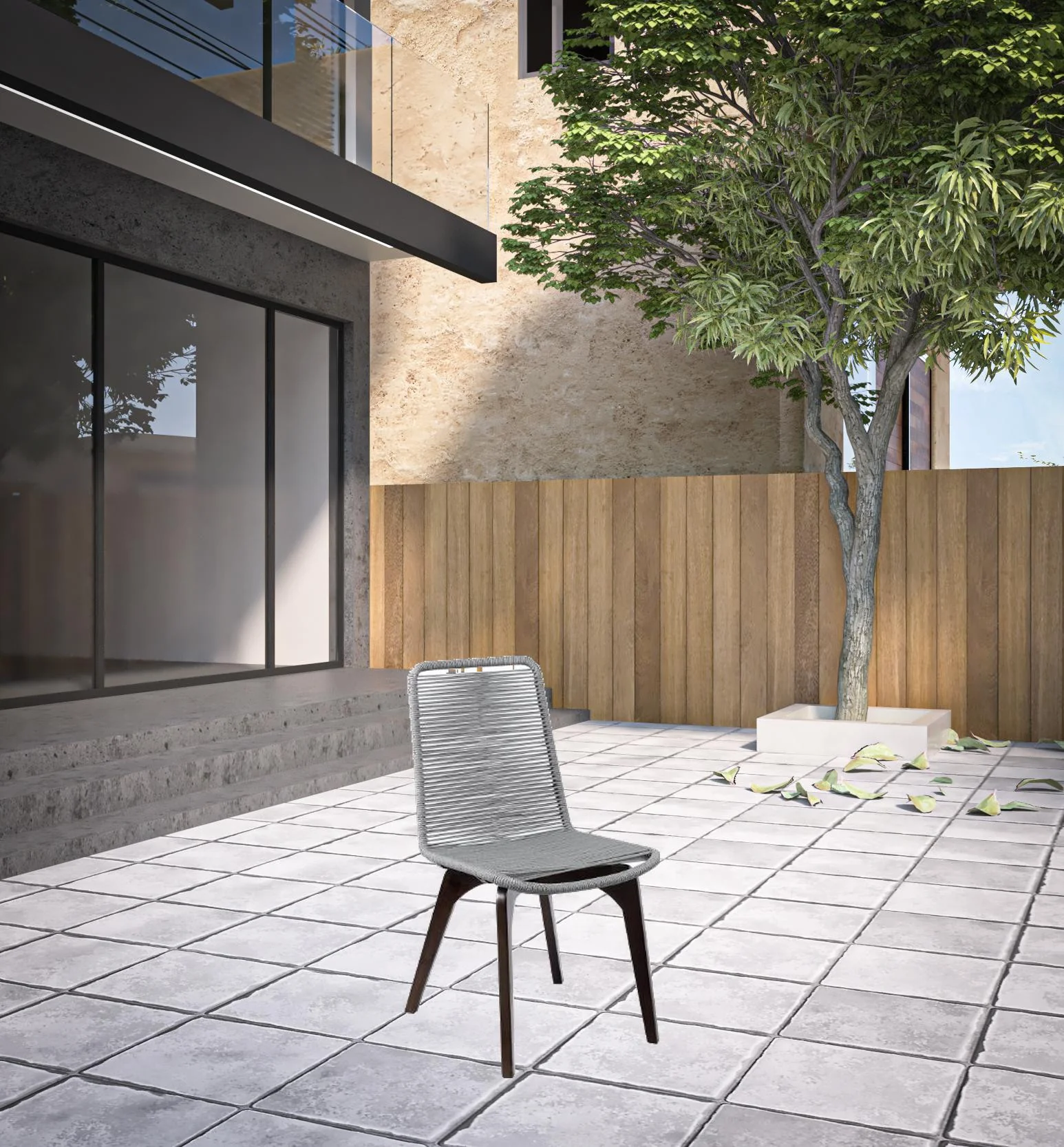Set of Two Silver Solid Wood Outdoor Dining Chair By Homeroots - Image 2