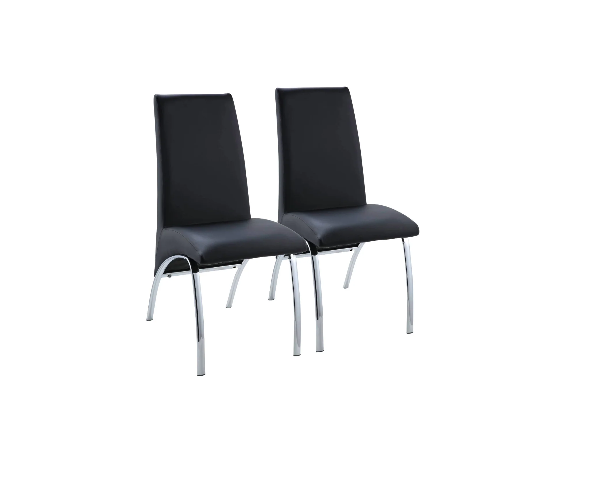 Set of Two Silver Upholstered Faux Leather Dining Side Chairs By Homeroots - Image 2