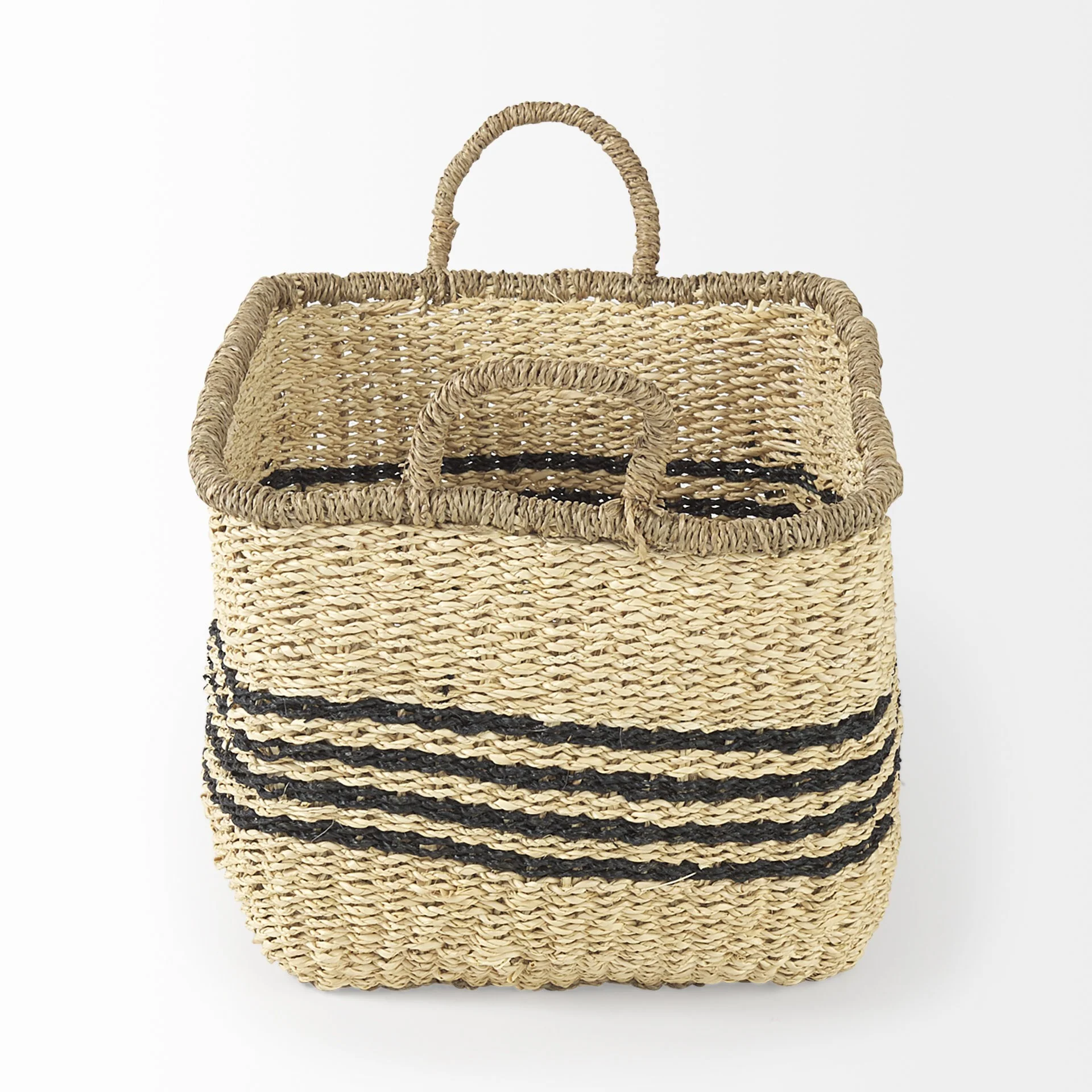 Set of Two Striped Wicker Storage Baskets By Homeroots - Image 3